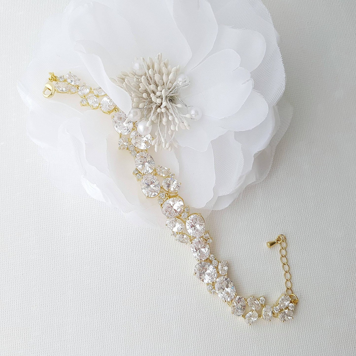 Wedding Crystal Bracelet, Bridal Jewelry, Bridal Bracelet, Rose Gold Bracelet, Gold Wedding Bracelet, Cubic Zirconia Bracelet, Emily