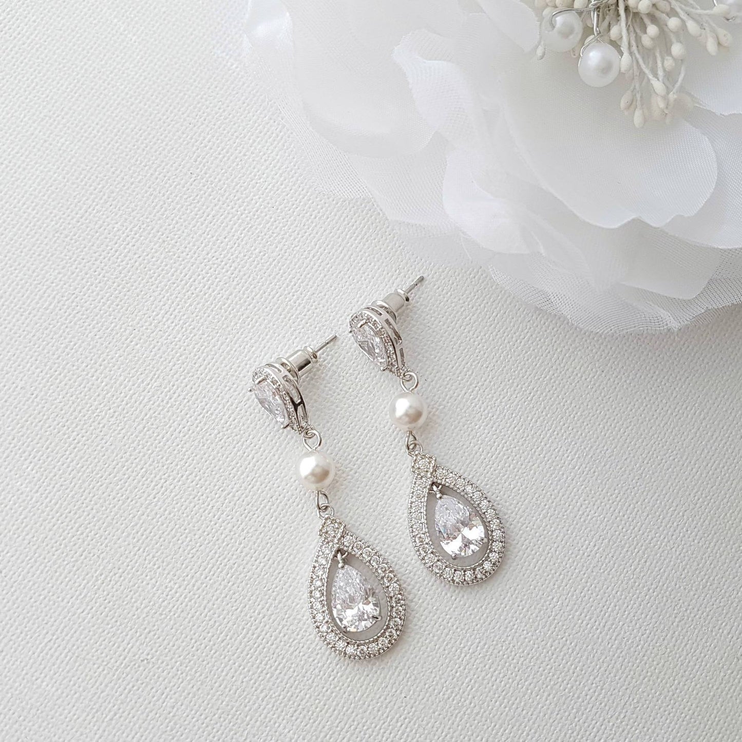 Yellow Gold Bridal Earrings-Sarah - PoetryDesigns