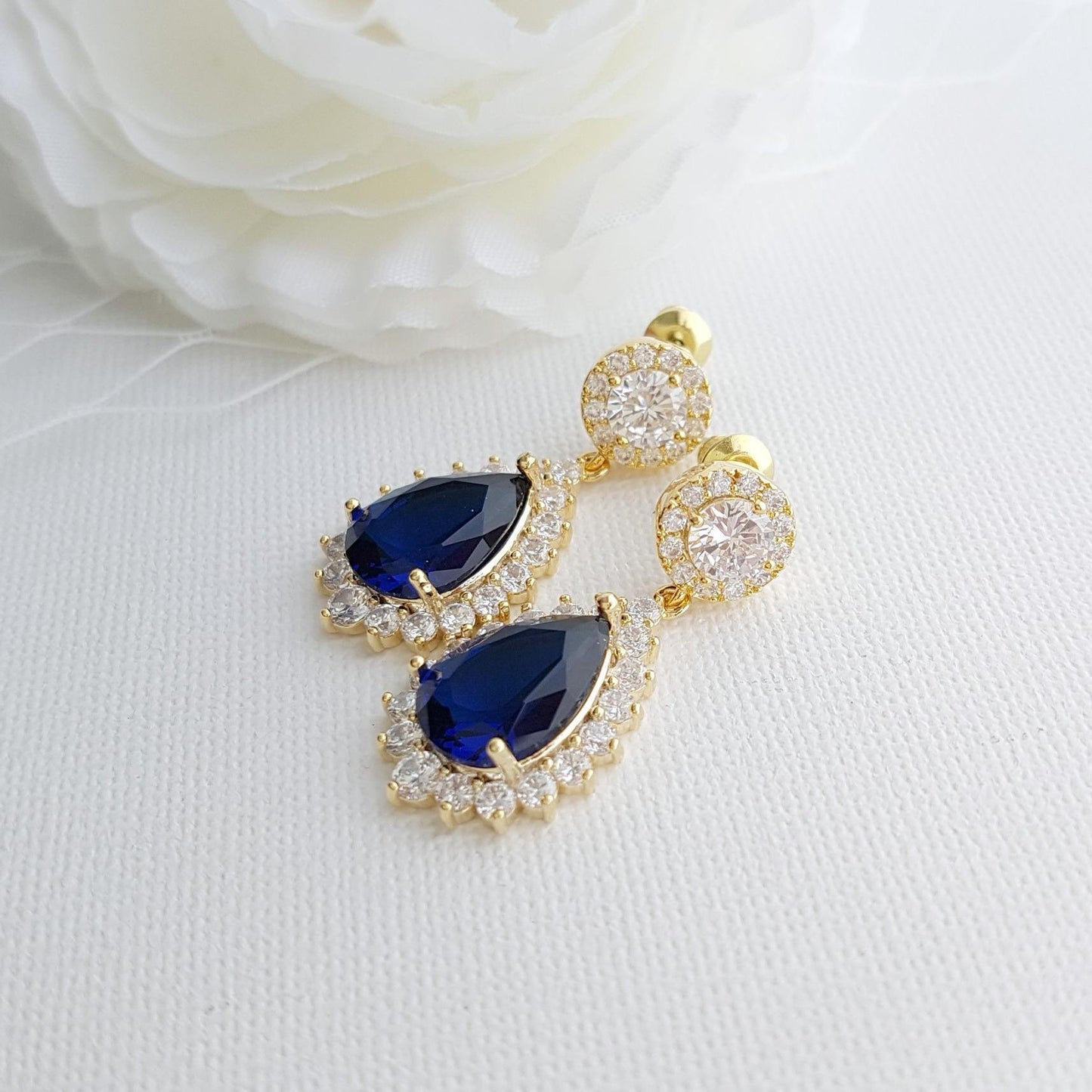Blue and Gold Earrings Aoi - PoetryDesigns
