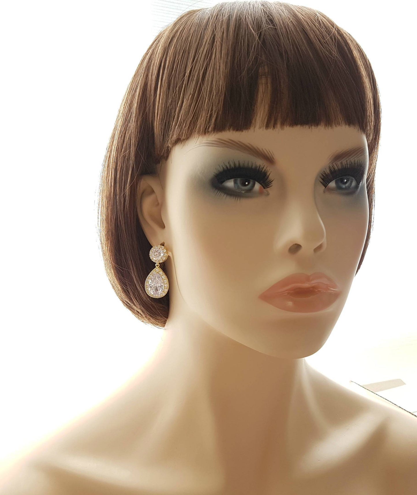 Gold crystal drop earrings