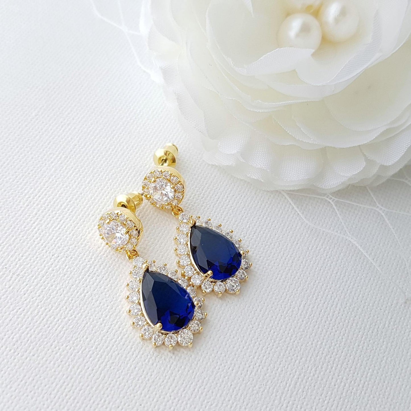 Blue and Gold Earrings Aoi - PoetryDesigns