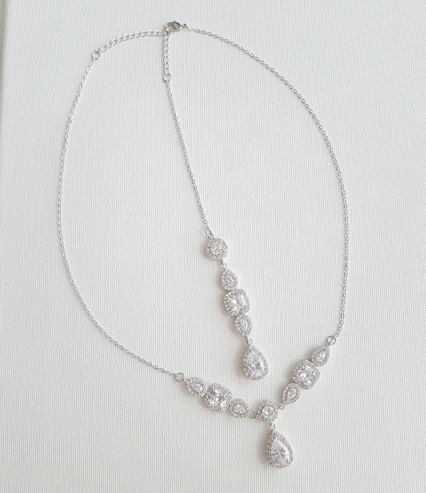 Bridal Drop Back Necklace- Gianna - PoetryDesigns