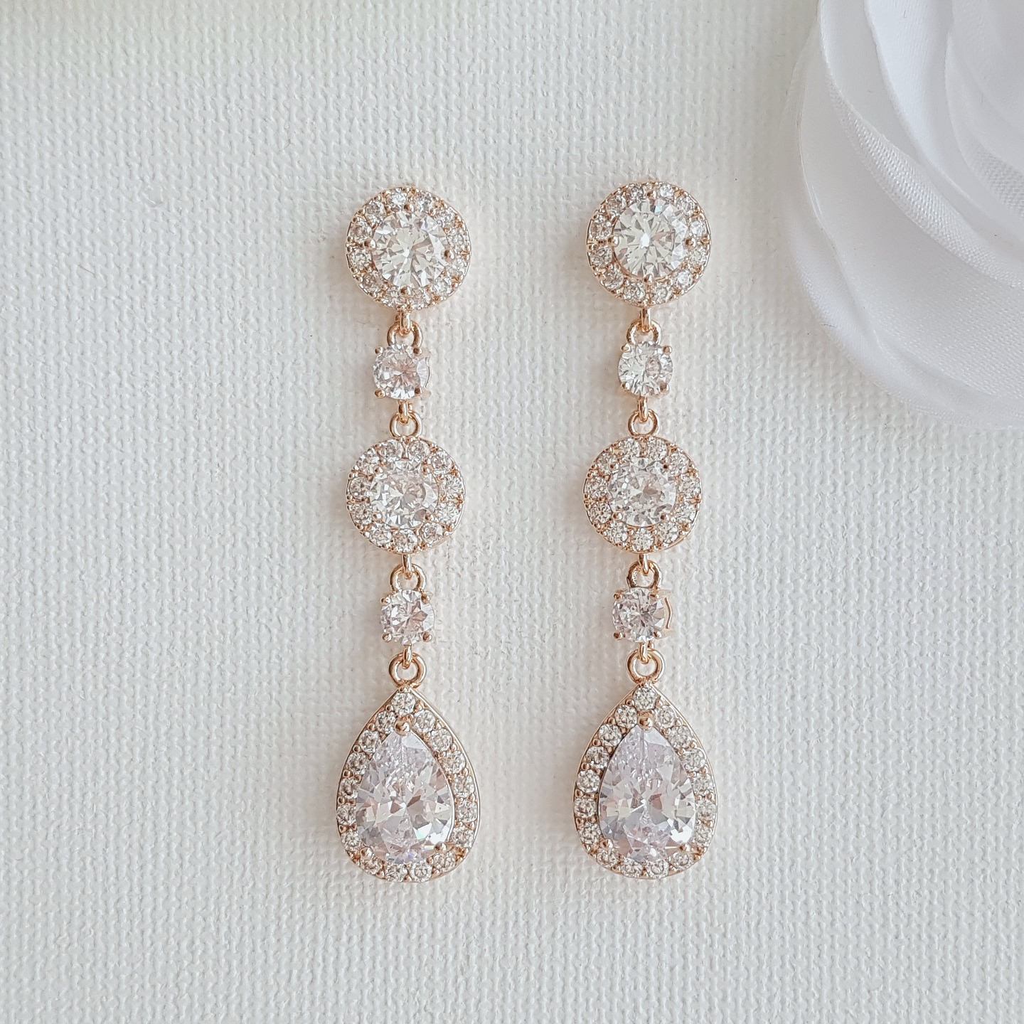 Long Rose gold Clip On earrings