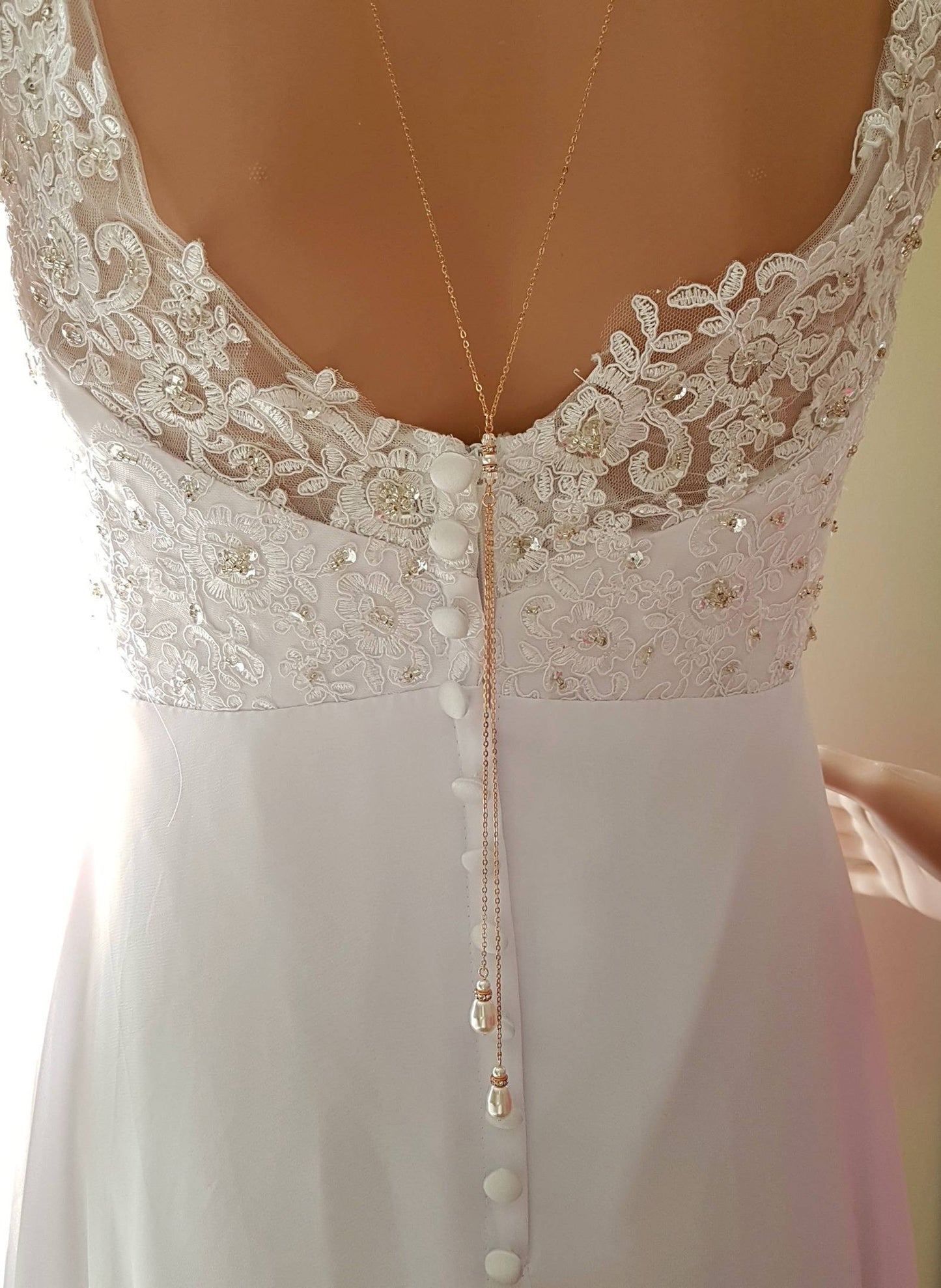 Simple Back Necklace in Rose Gold - June - PoetryDesigns