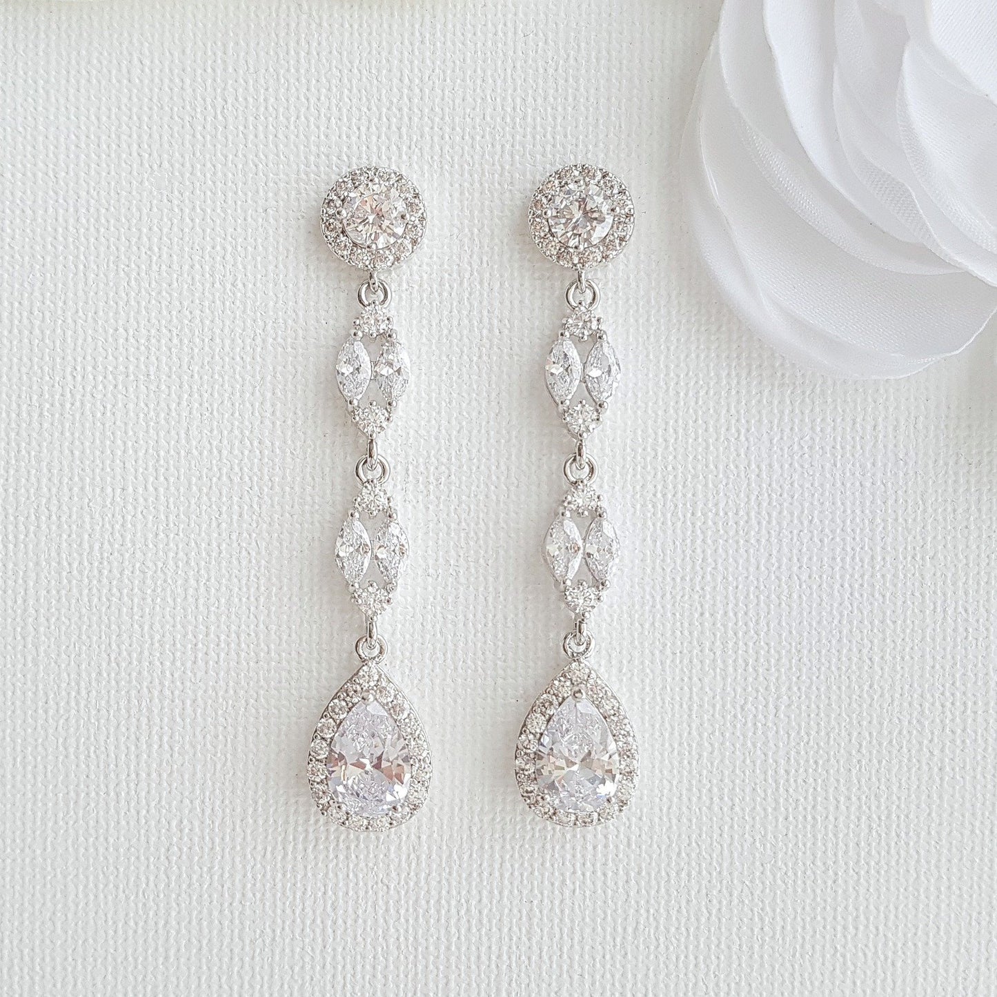Long Crystal Earrings-Hayley - PoetryDesigns