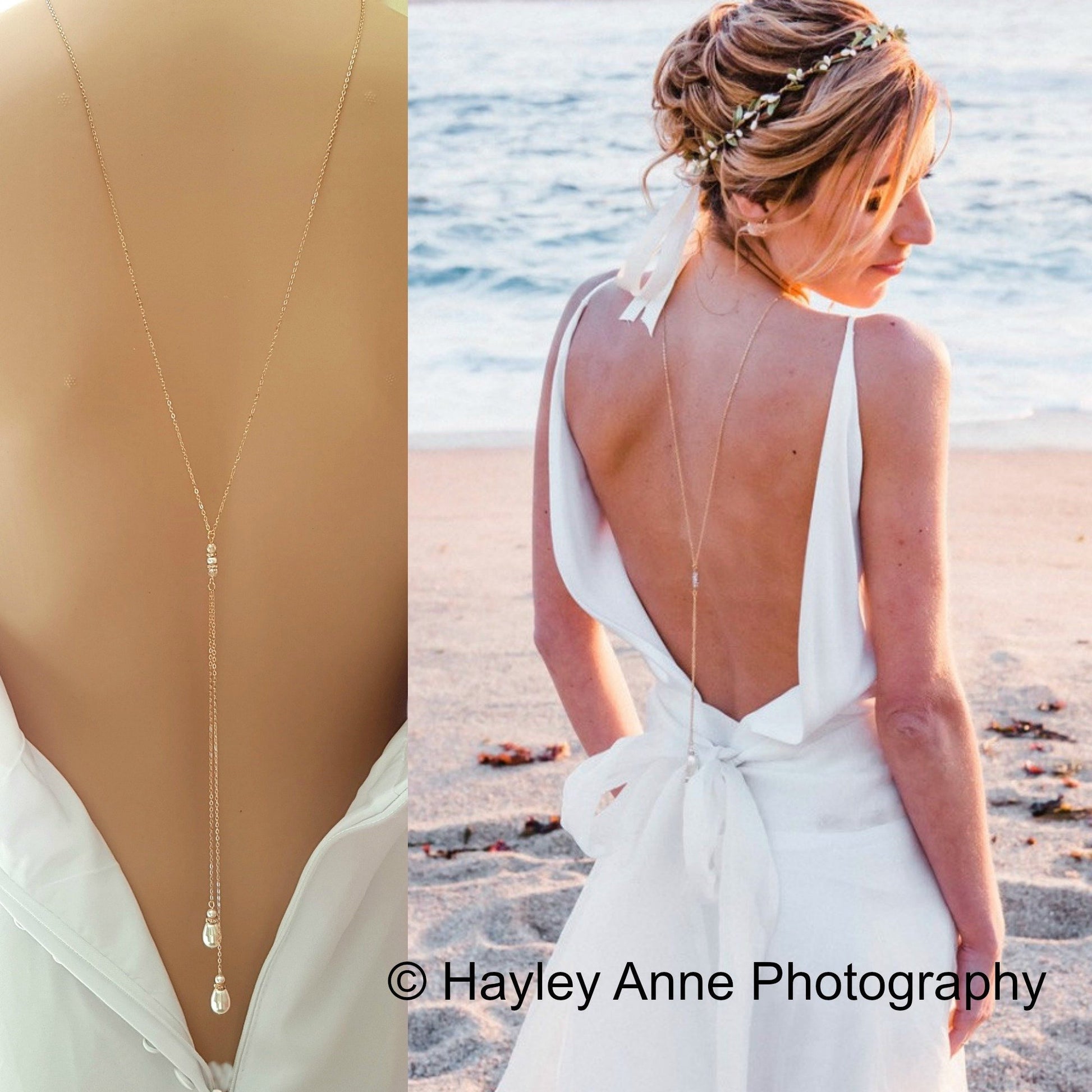 Simple Back Necklace in Rose Gold - June - PoetryDesigns