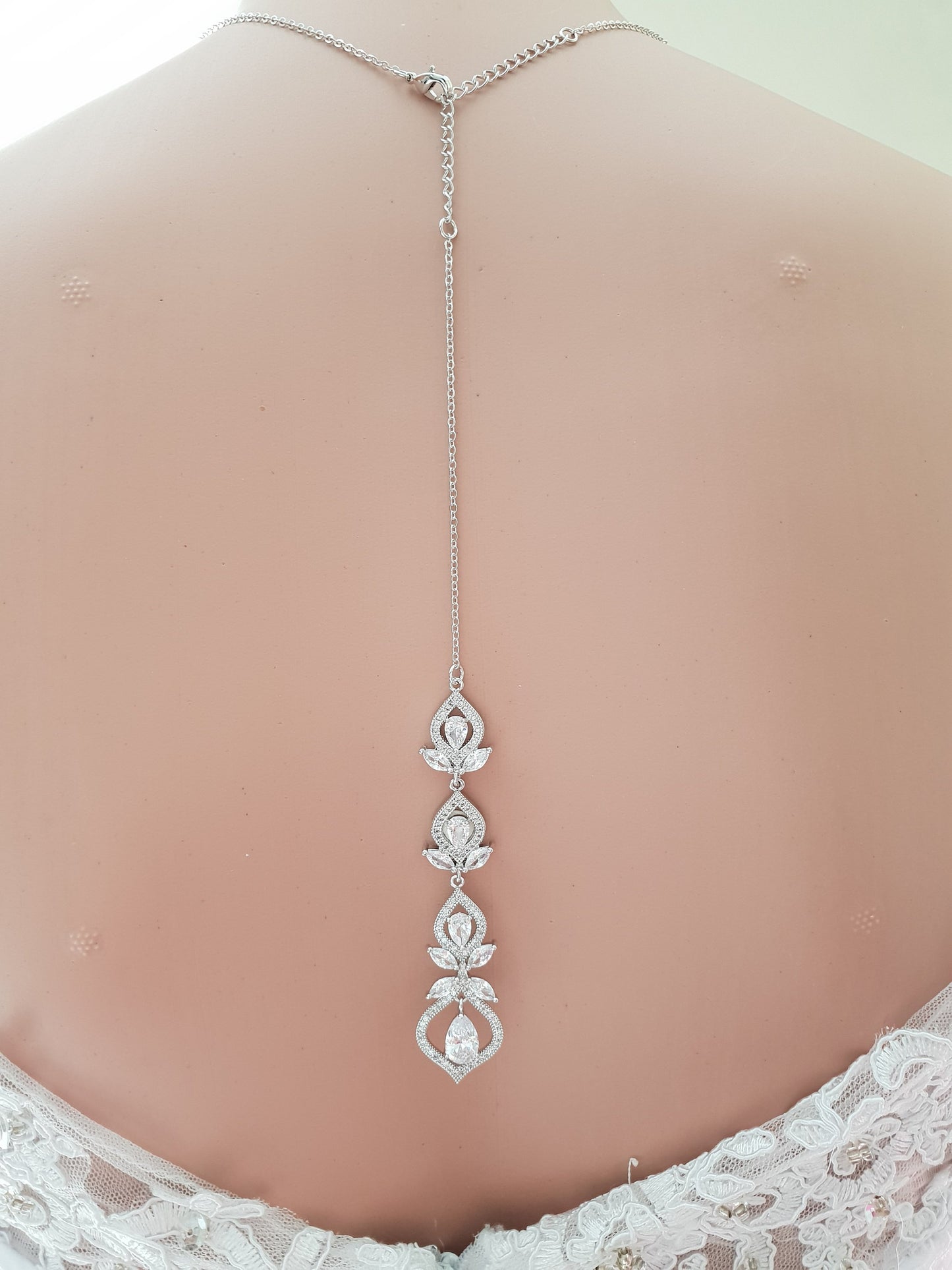 Bridal Backdrop Necklace- Meghan - PoetryDesigns