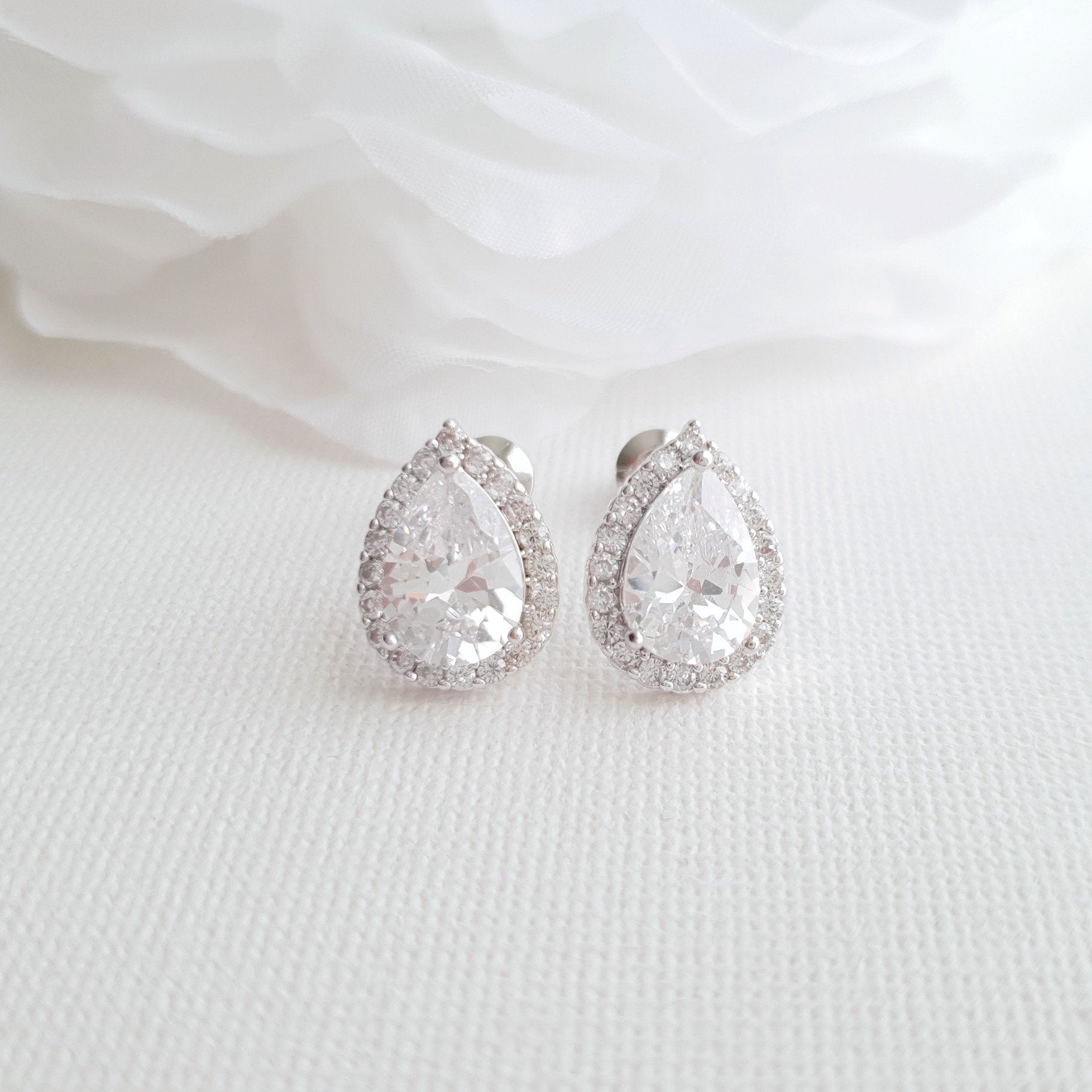 Gold Teardrop Stud Earrings- Emma - PoetryDesigns