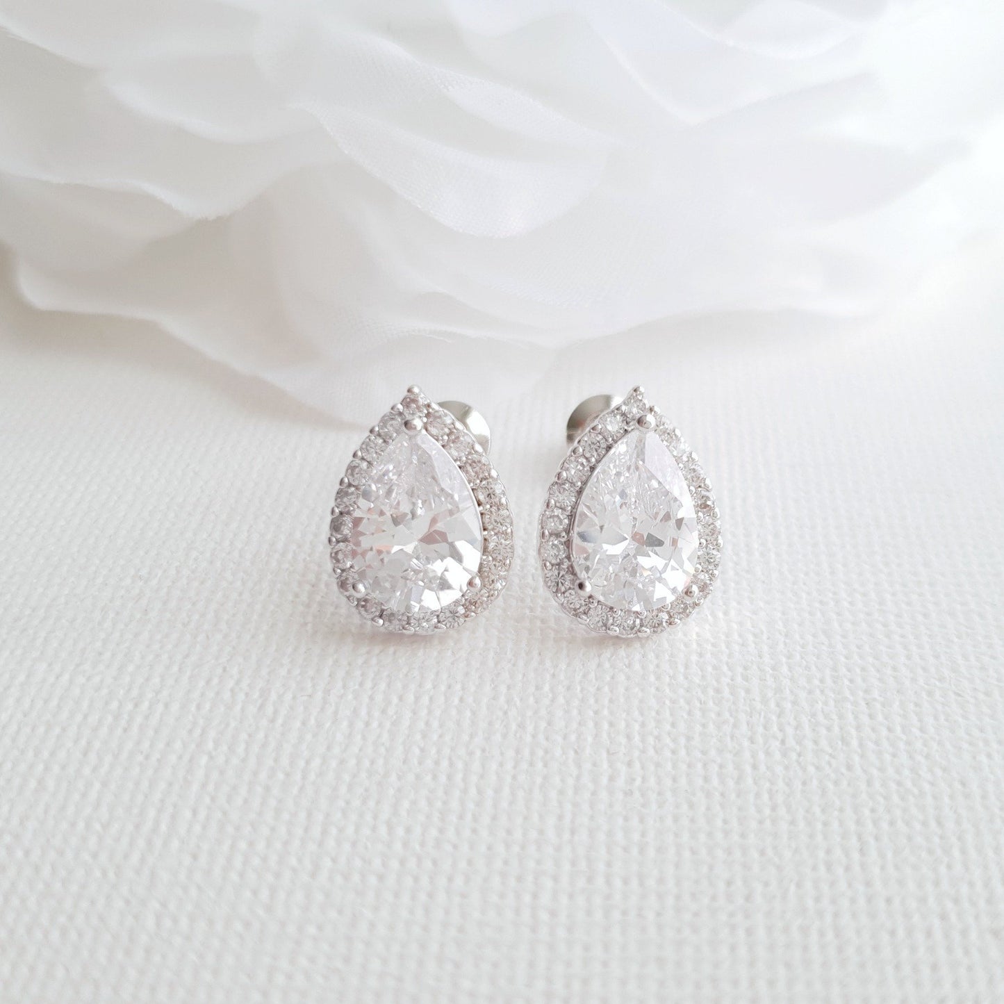 Rose Gold Teardrop Stud Earrings- Emma - PoetryDesigns