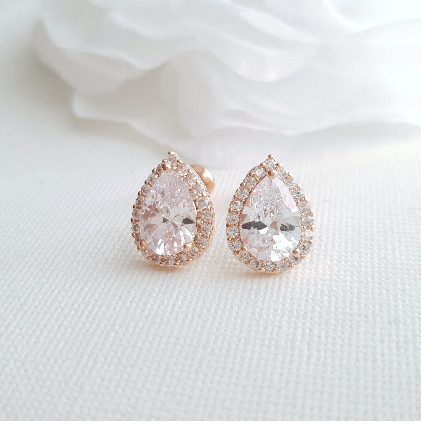 Gold Teardrop Stud Earrings- Emma - PoetryDesigns