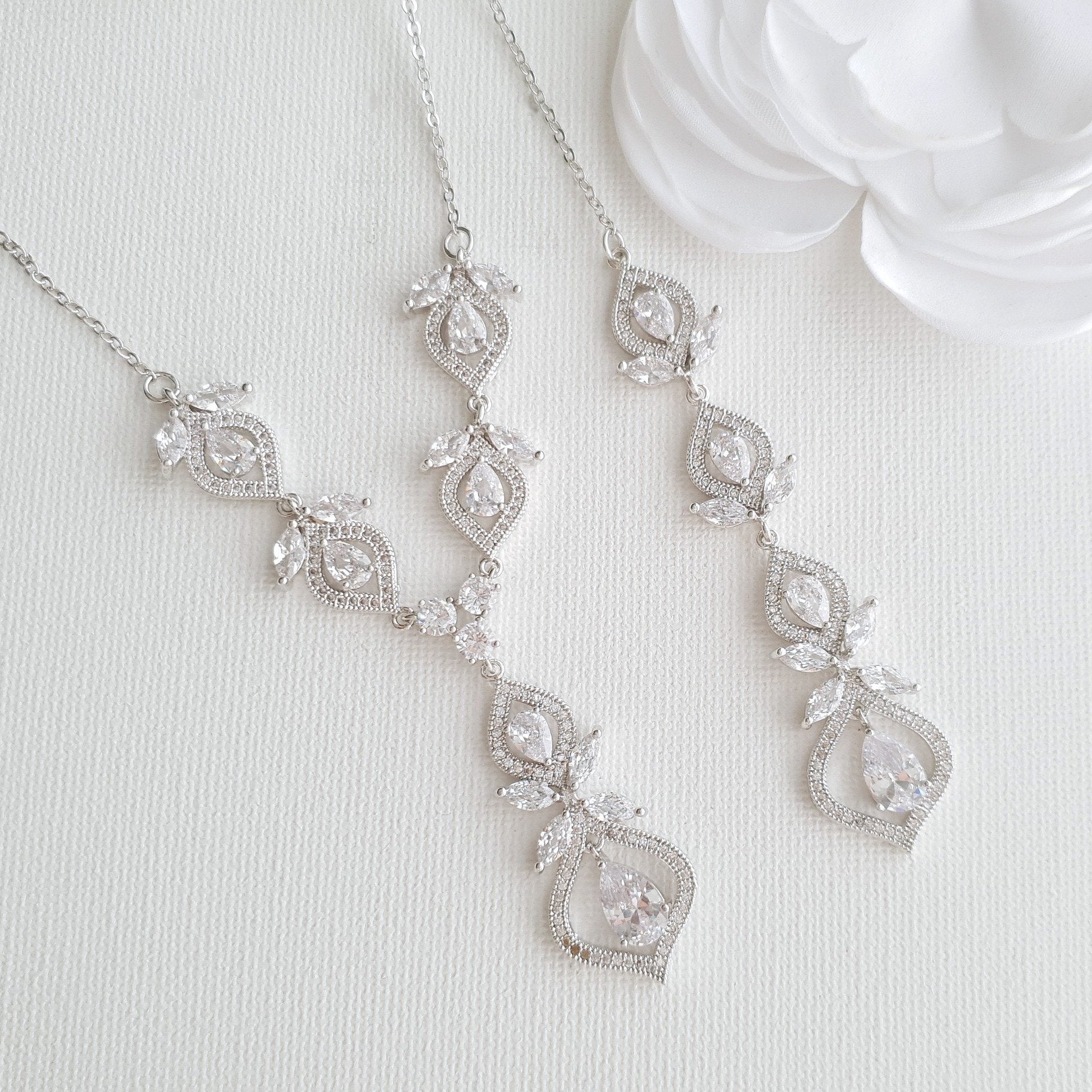 Bridal Backdrop Necklace- Meghan - PoetryDesigns