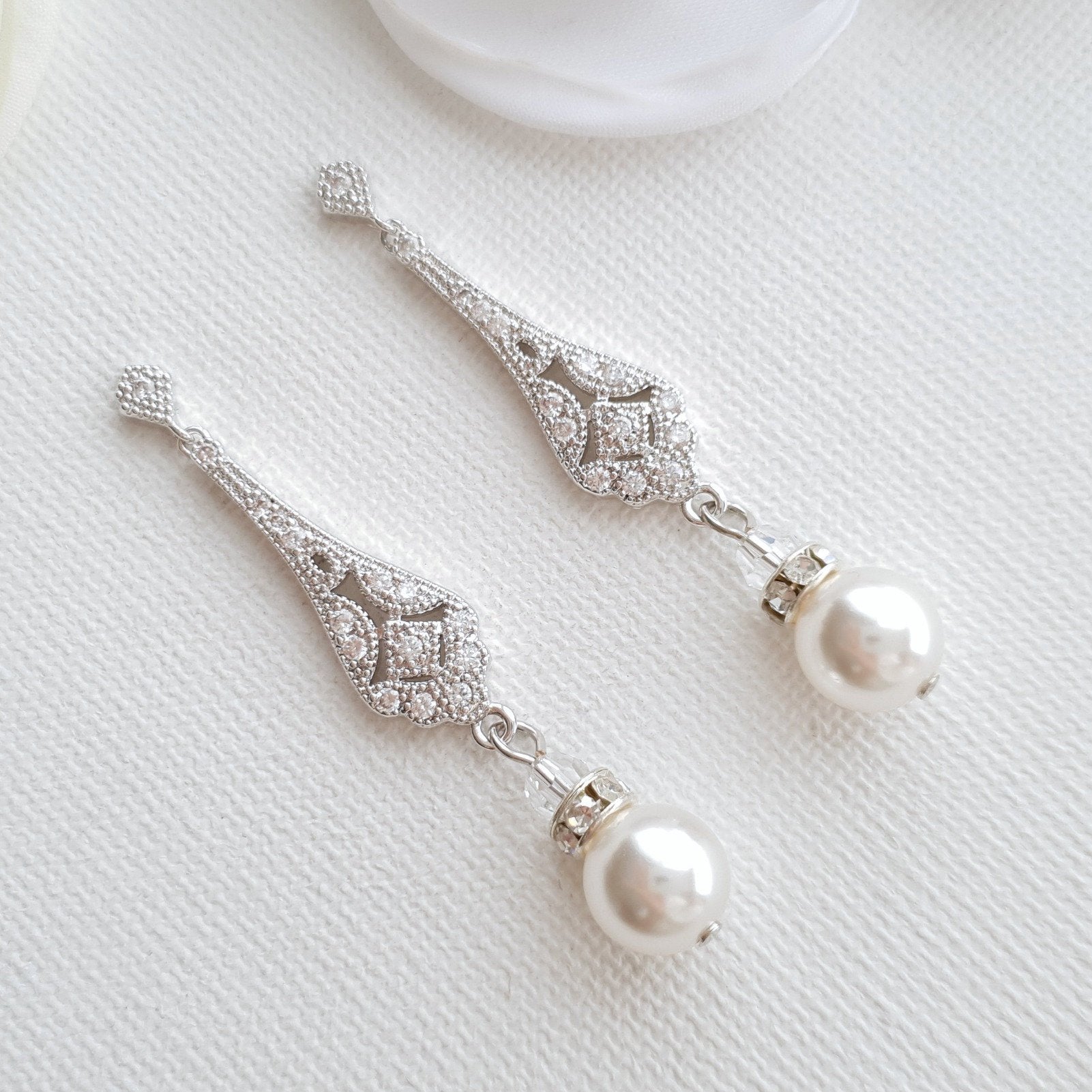 Vintage Round Pearl Drop Earrings-Lisa - PoetryDesigns