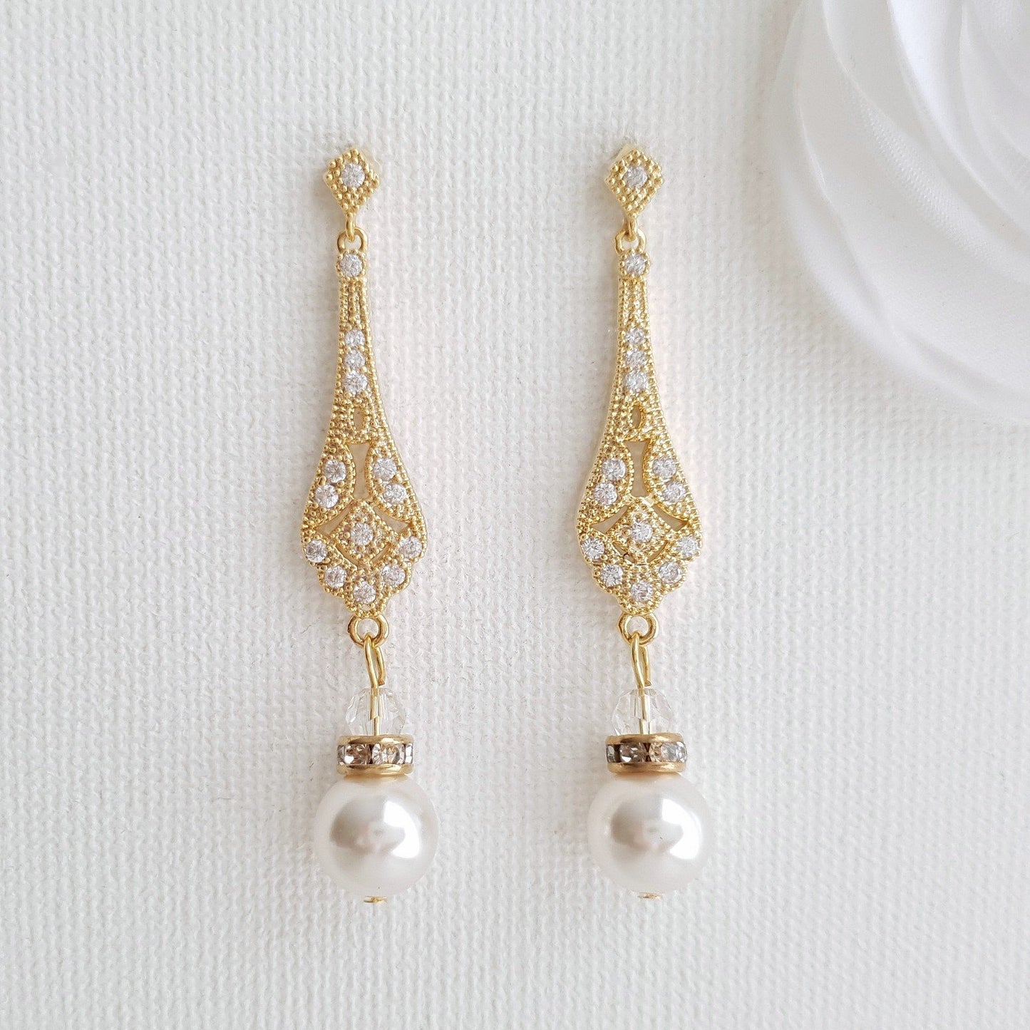 Vintage Round Pearl Drop Earrings-Lisa - PoetryDesigns