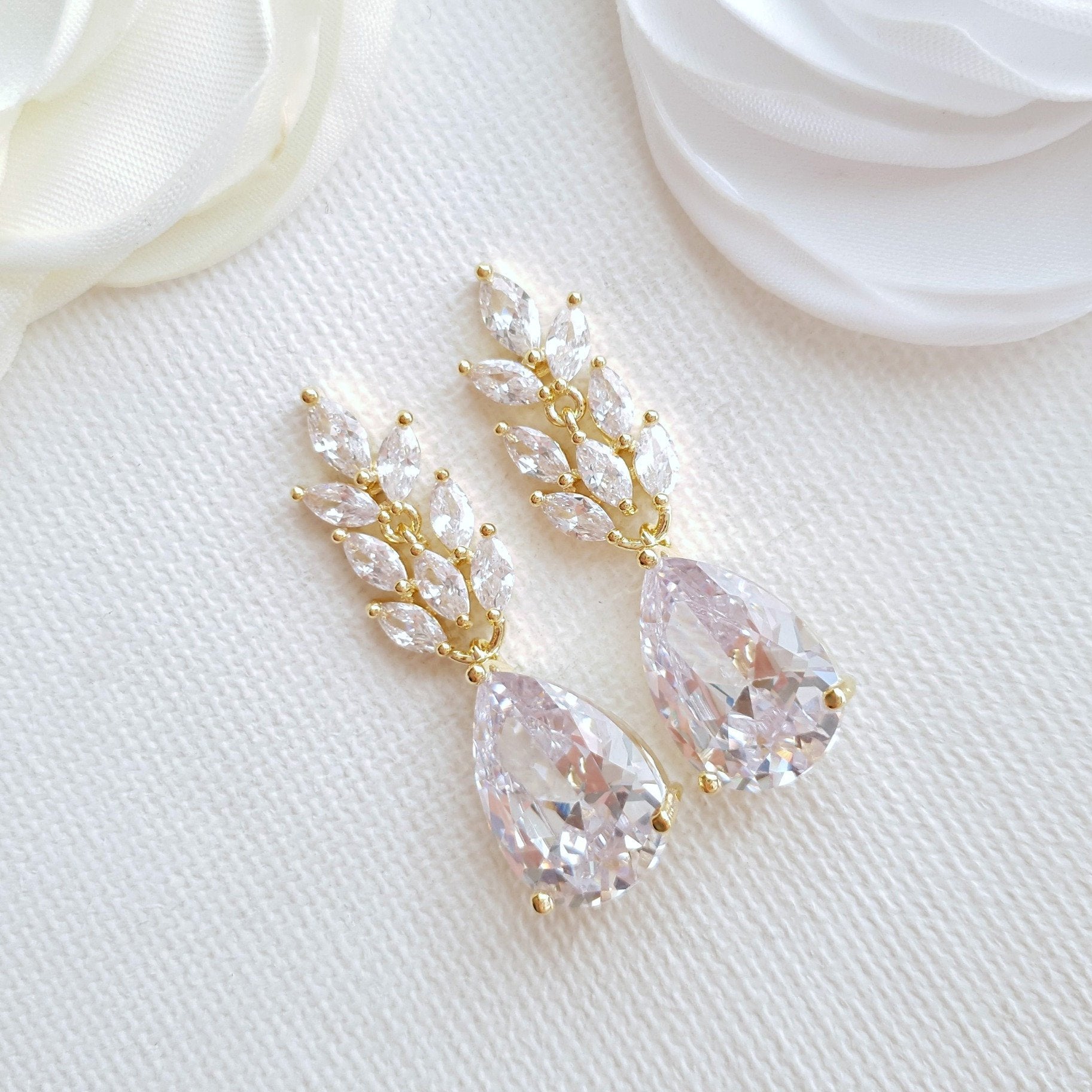 Gold Leaf Necklace & Earrings Set-Willow - PoetryDesigns