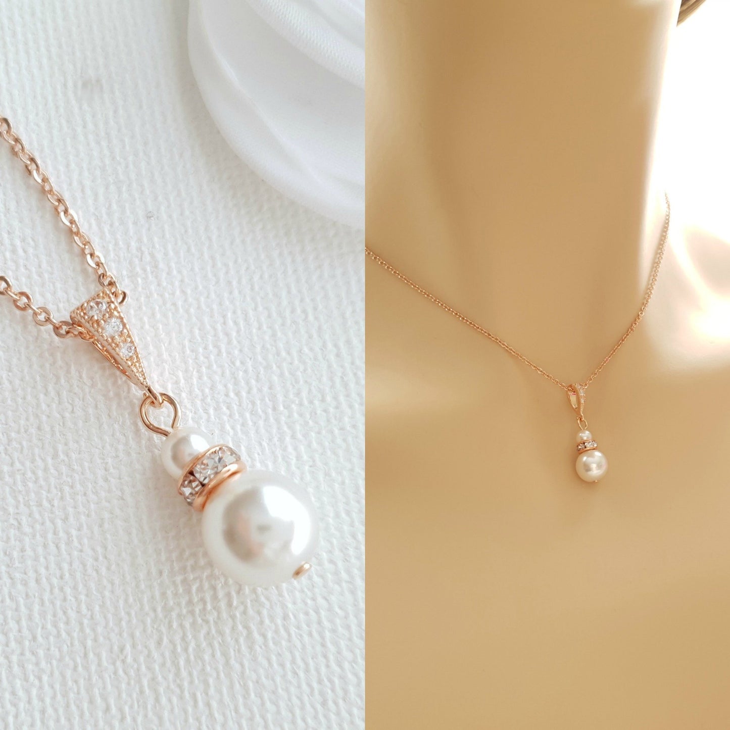 Gold Necklace with Single Pearl- Ava - PoetryDesigns