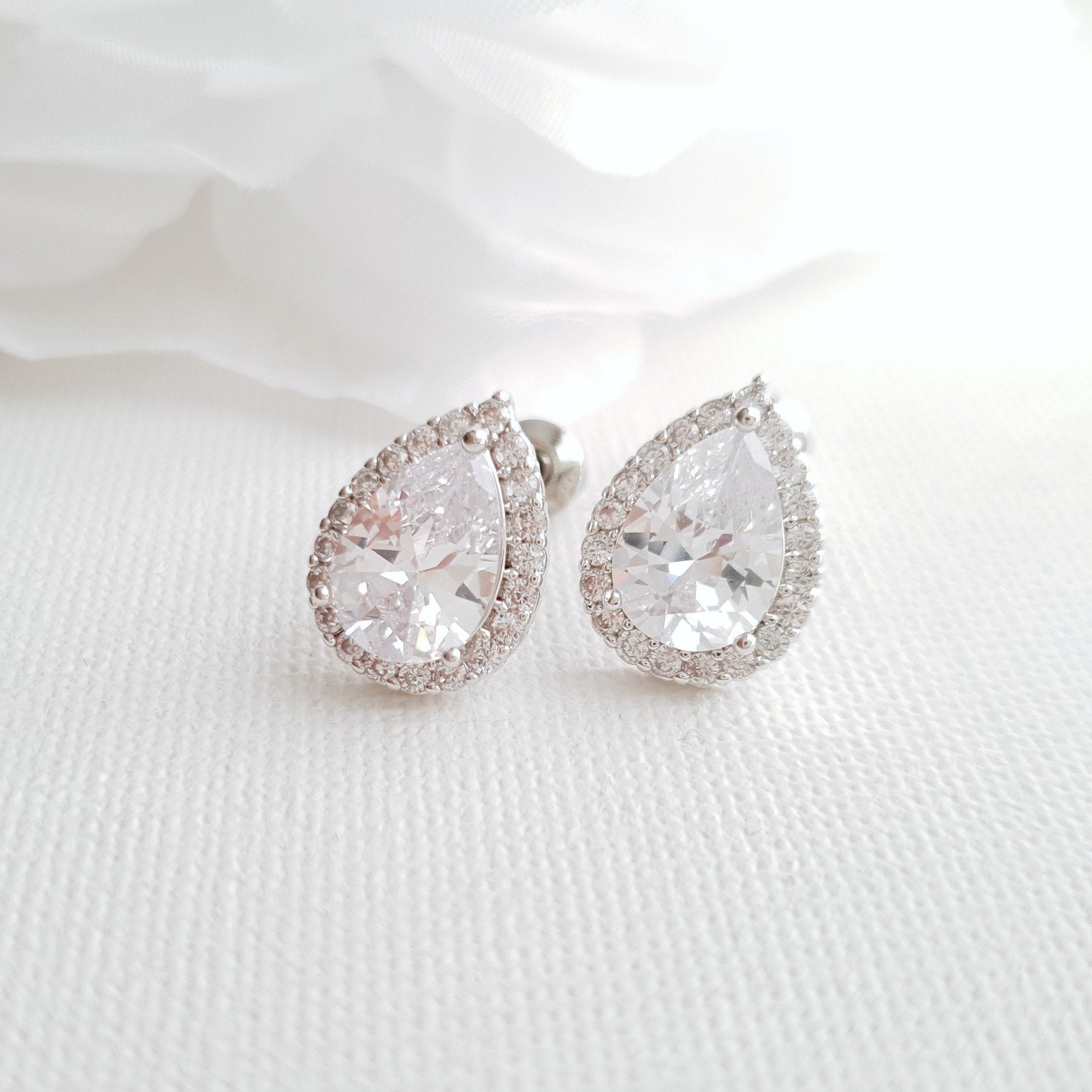 Gold Teardrop Stud Earrings- Emma - PoetryDesigns