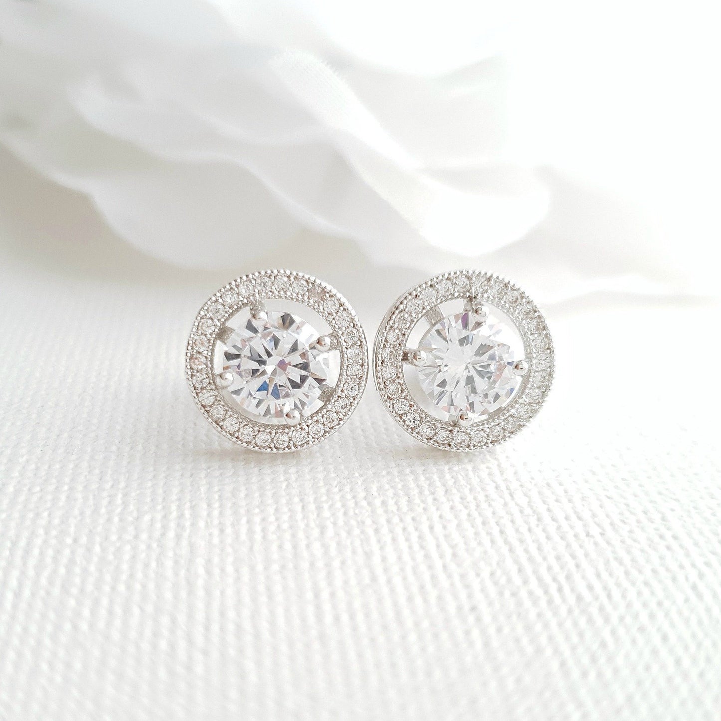 Rose Gold Round Stud Earrings- Denise - PoetryDesigns