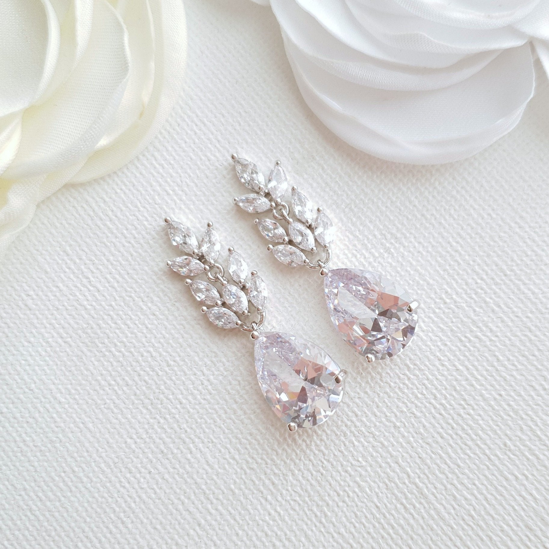 Silver CZ Wedding Set-Willow - PoetryDesigns