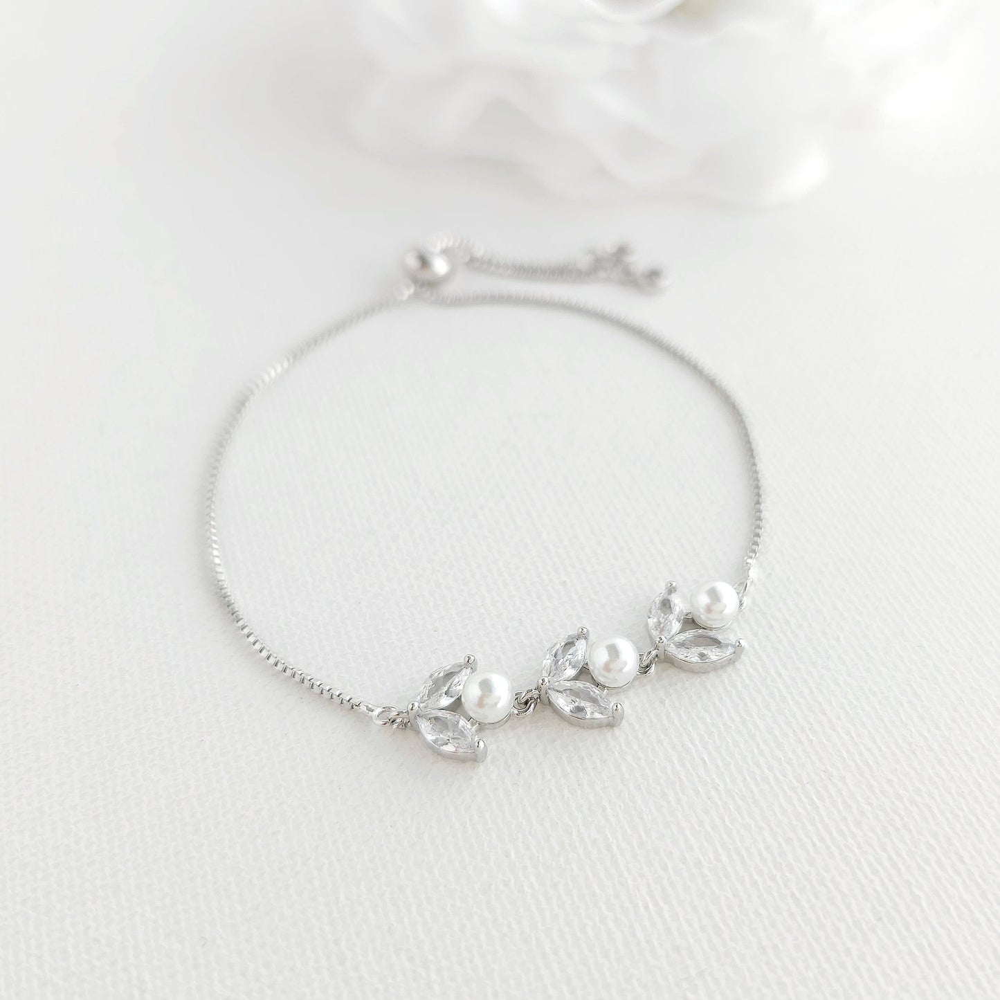 Bracelet Argent Doré Avec Perles-Leila