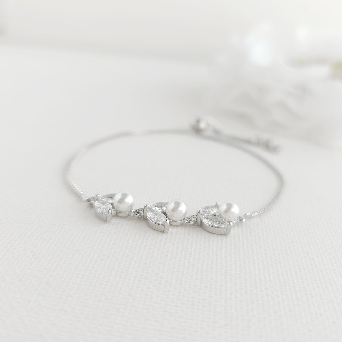 Bracelet Argent Doré Avec Perles-Leila