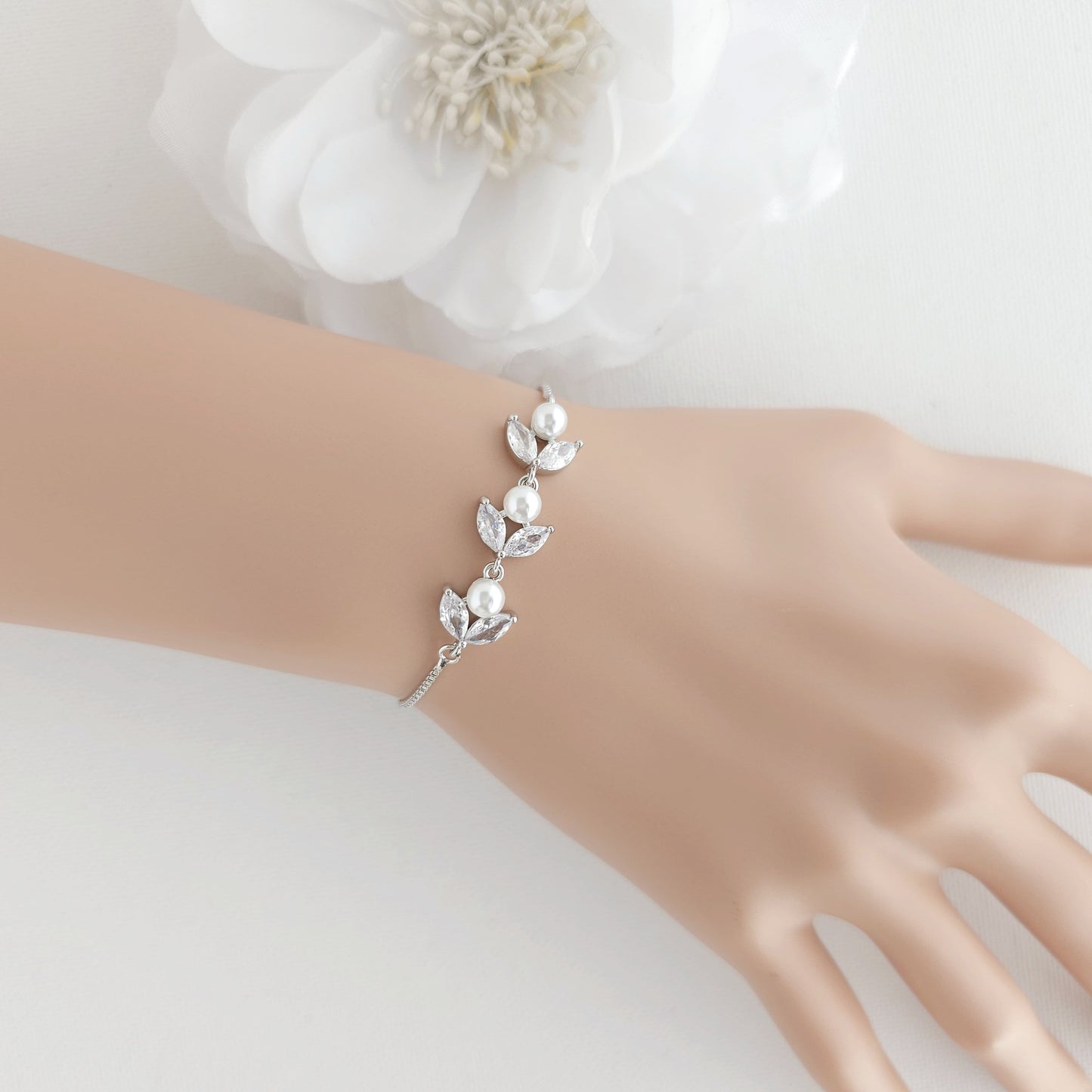 Bracelet Argent Doré Avec Perles-Leila