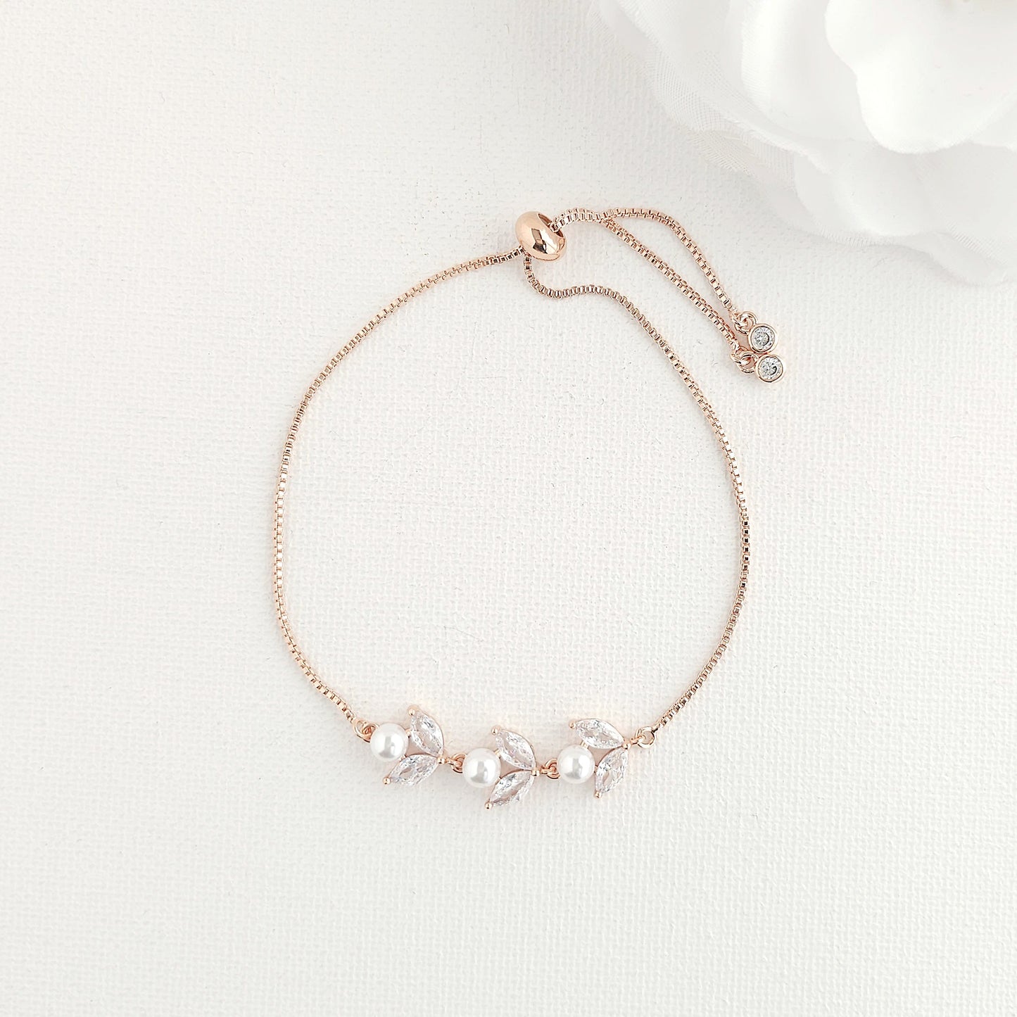 Gold Silder Bracelet With Pearls-Leila