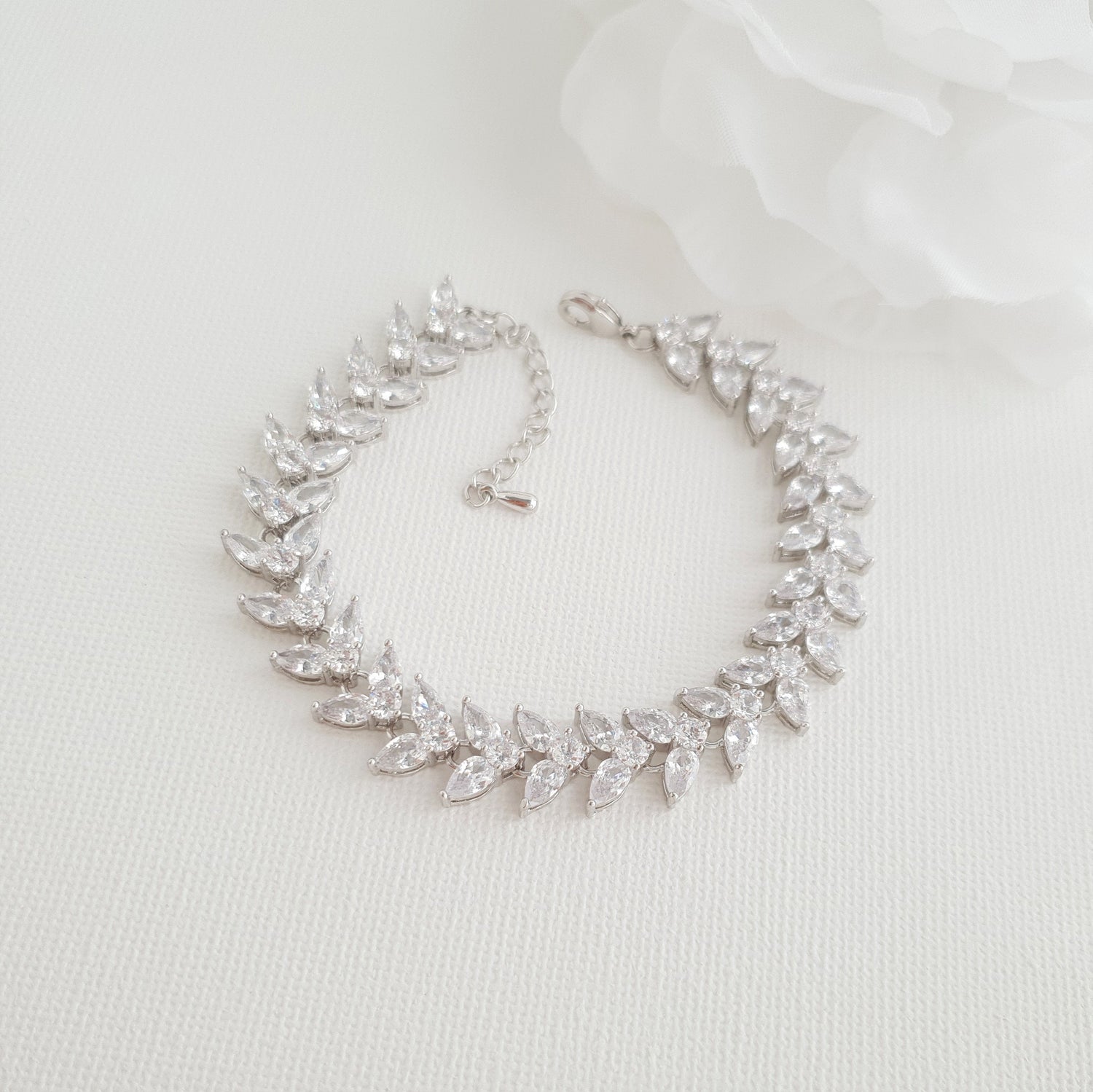 Shop Cubic Zirconia Wedding Flower Bracelet for Brides, Formal