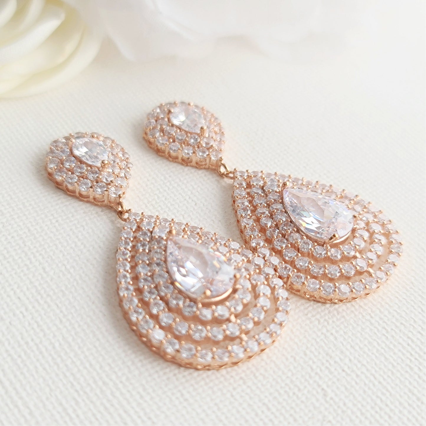 Pendientes de Gota para Novias Oro Rosa-Etta 