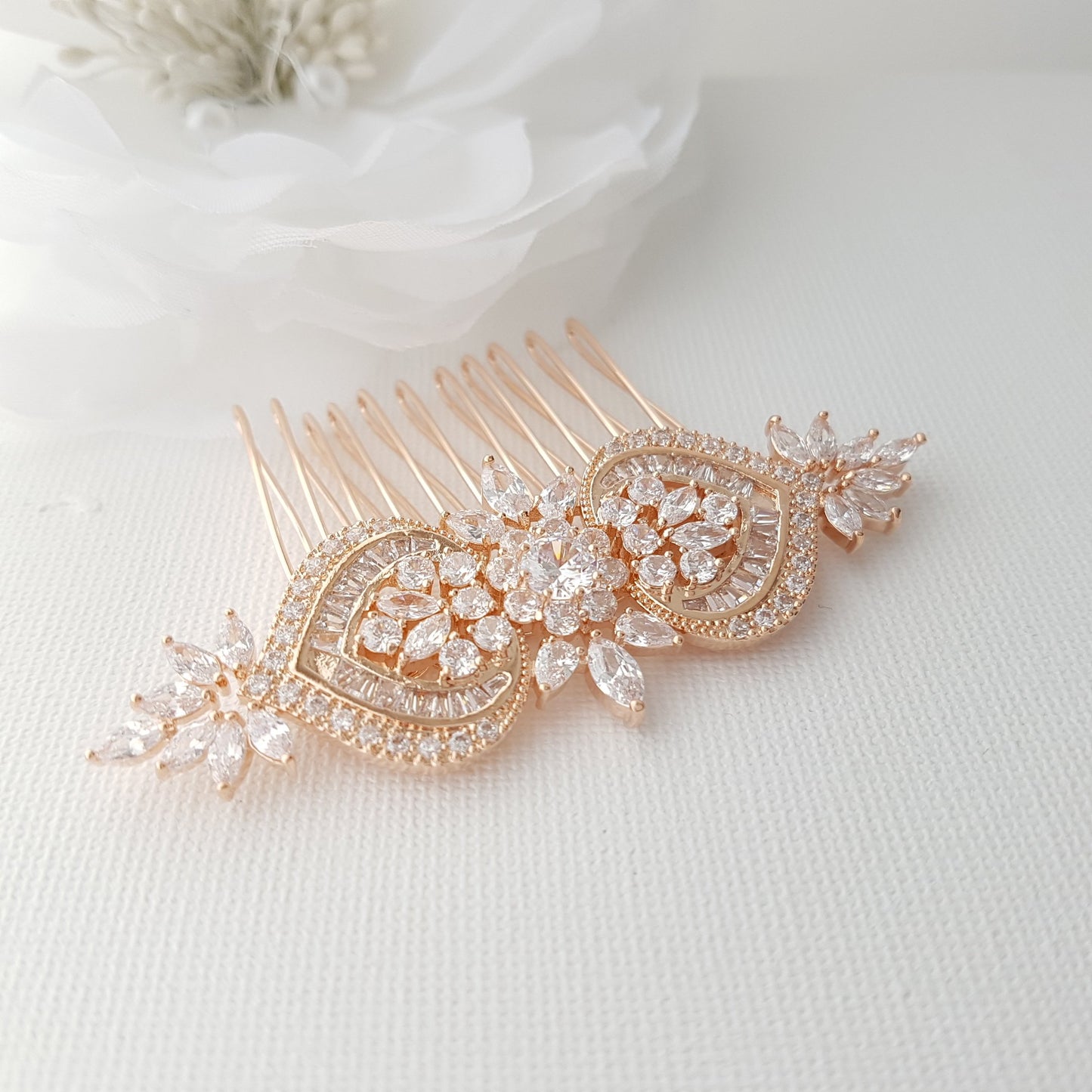 Rose Gold Wedding Hair Comb-Rosa