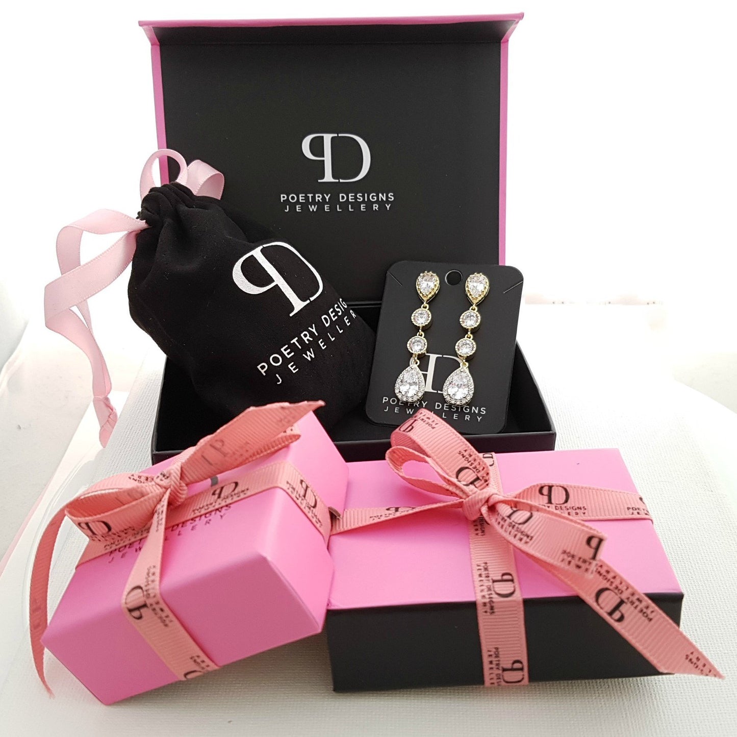Dangle Pearl Earrings in Rose Gold-Leila - PoetryDesigns