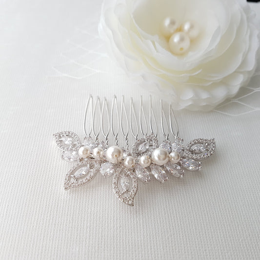 Leaf Bridal Hair Comb With Pearls¢¬‚¬Å“ Kerry - PoetryDesigns