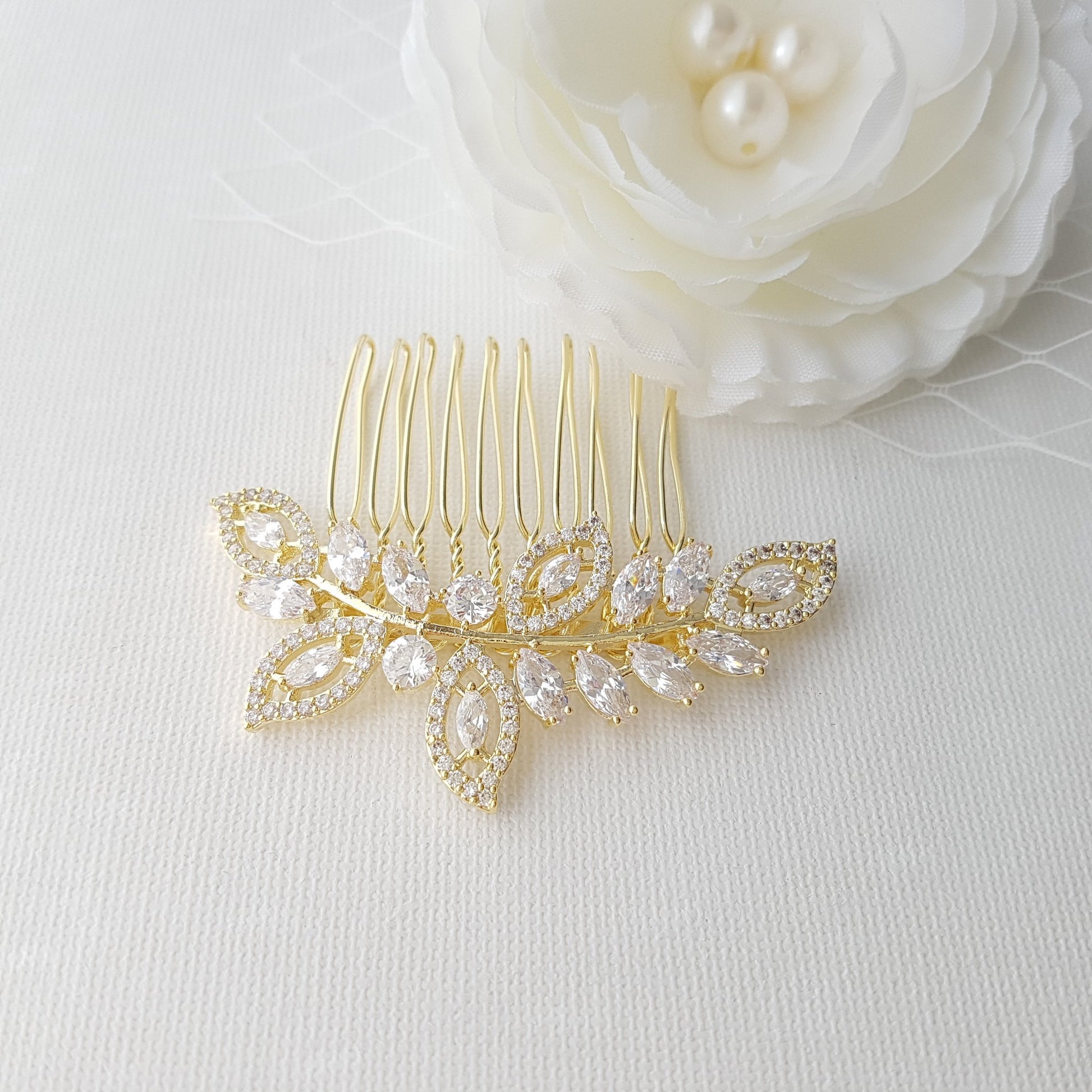 Rose Gold Wedding Hair Comb-Kerry - PoetryDesigns