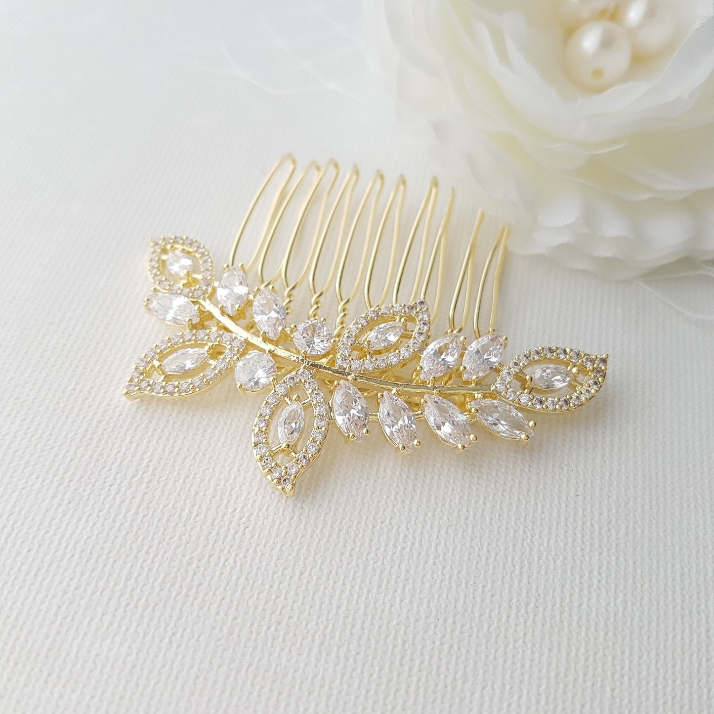 Leaf Bridal Hair Comb With Pearls¢¬‚¬Å“ Kerry - PoetryDesigns