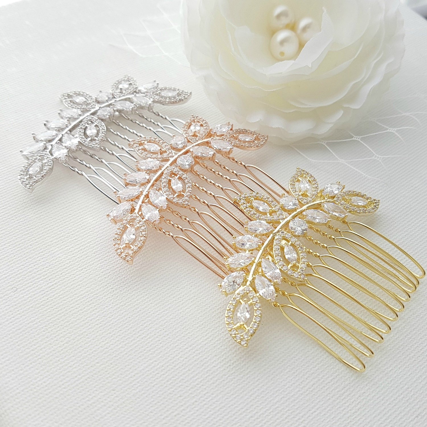 Leaf Bridal Hair Comb With Pearls¢¬‚¬Å“ Kerry - PoetryDesigns