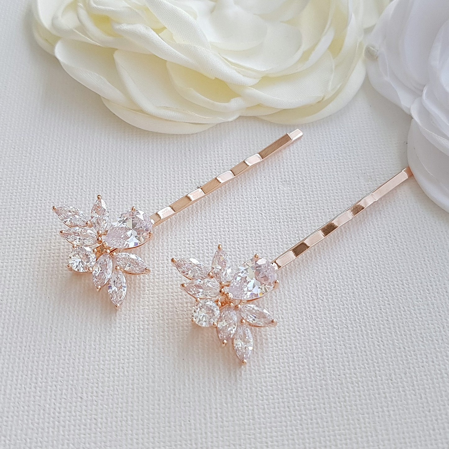 Bridal Hair Pins Crystal Pearl Silver-Nicole