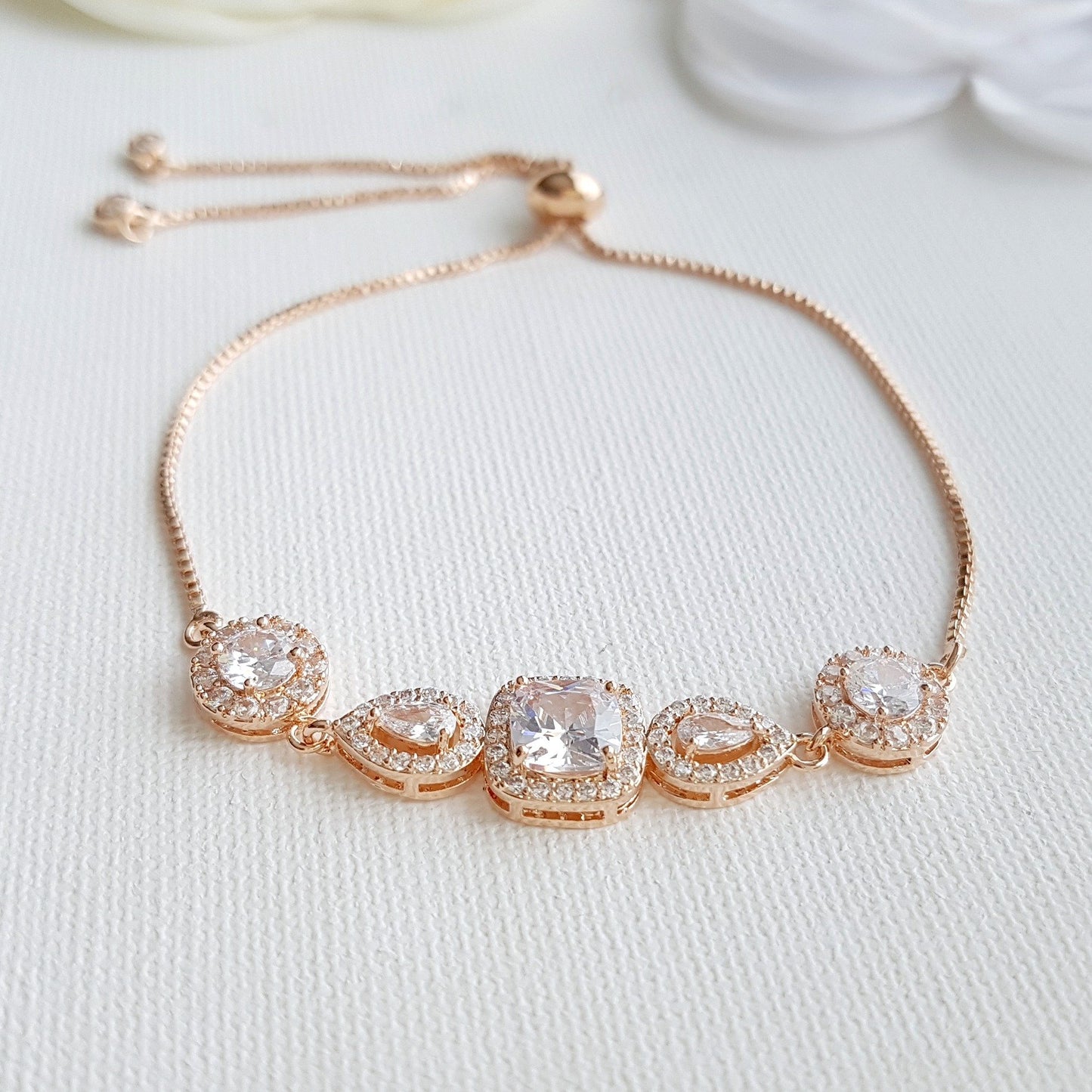 Gold & Crystal Bridal Bracelet- Gianna - PoetryDesigns