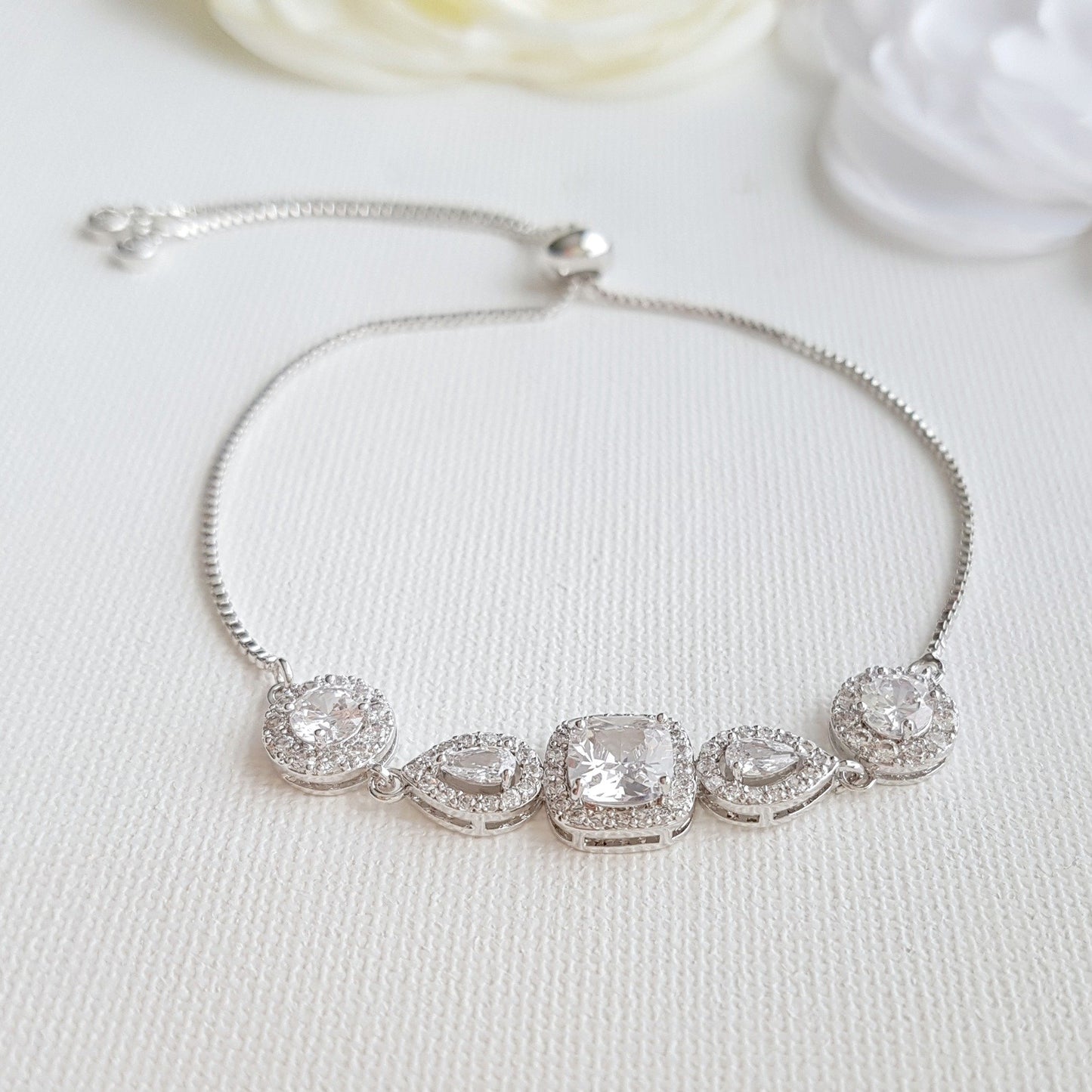 Gold & Crystal Bridal Bracelet- Gianna - PoetryDesigns