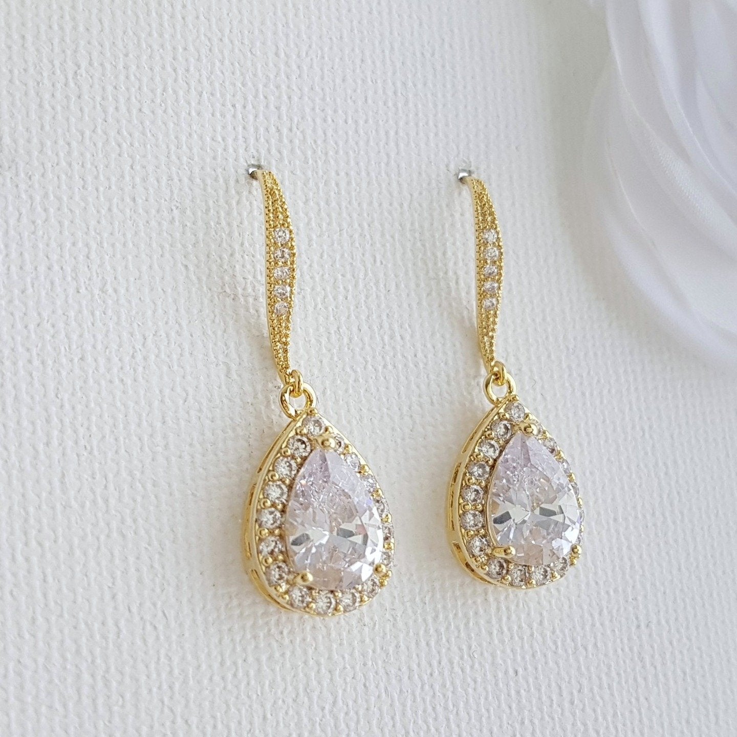 Crystal Dangle Earrings in Rose Gold-Emma - PoetryDesigns