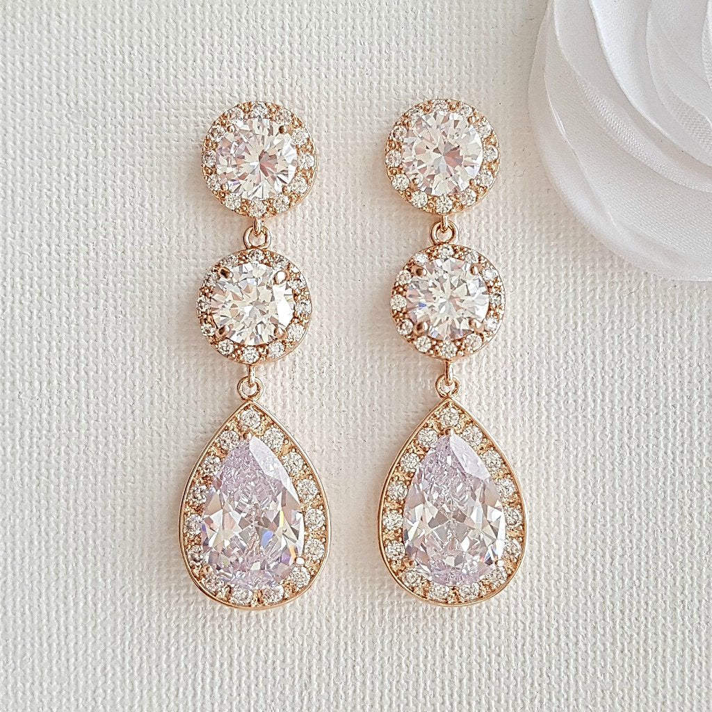 Cubic Zirconia Rose Gold Earrings