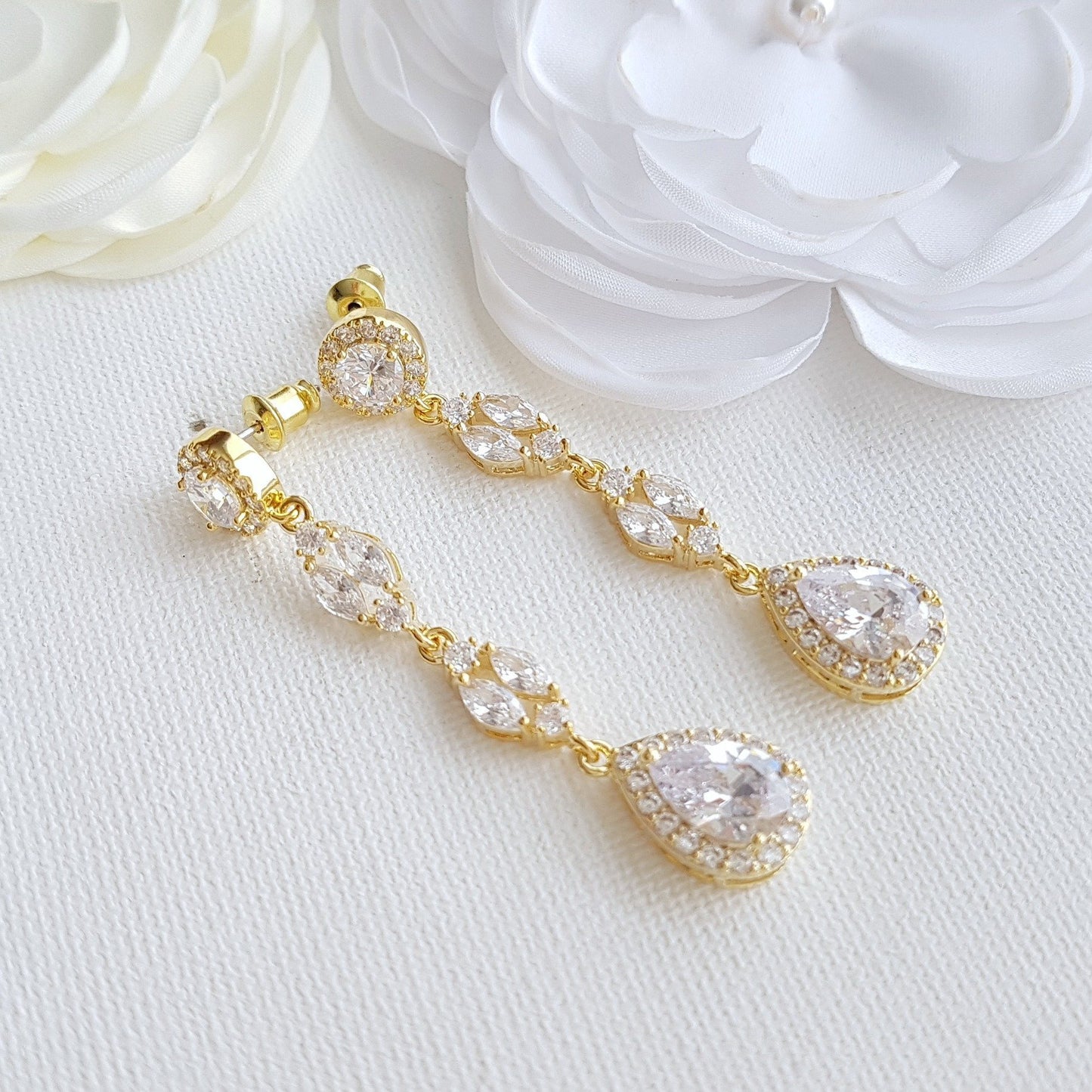 Long Crystal Earrings-Hayley