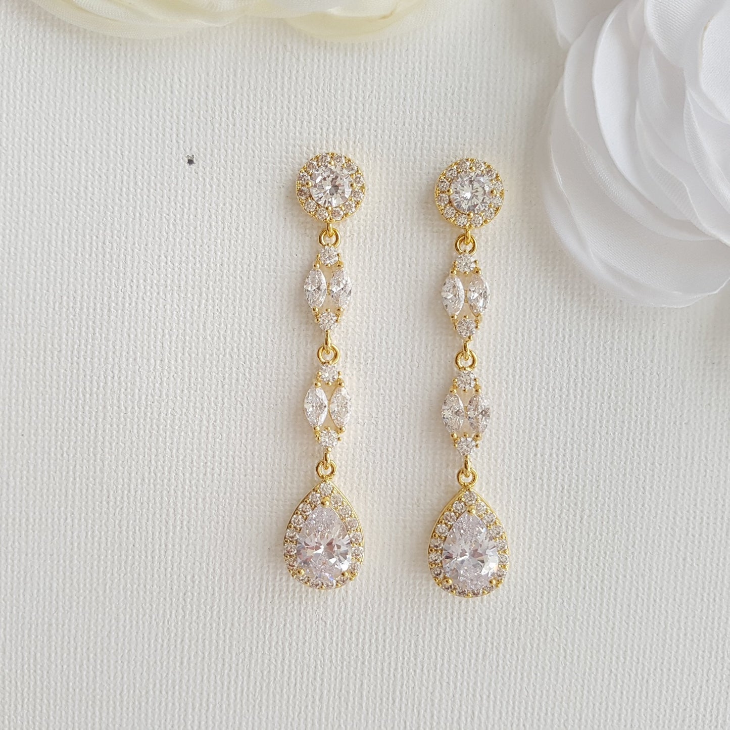 Boucles d'oreilles longues en cristal-Hayley