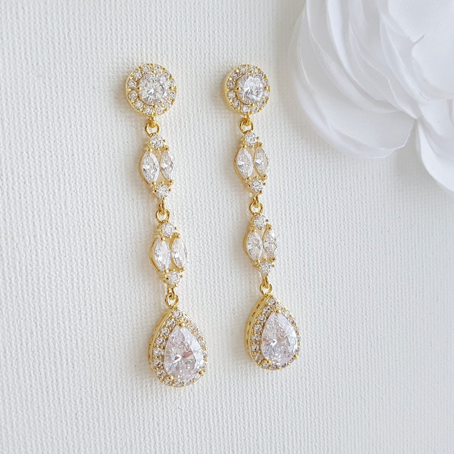 Boucles d'oreilles longues en cristal-Hayley