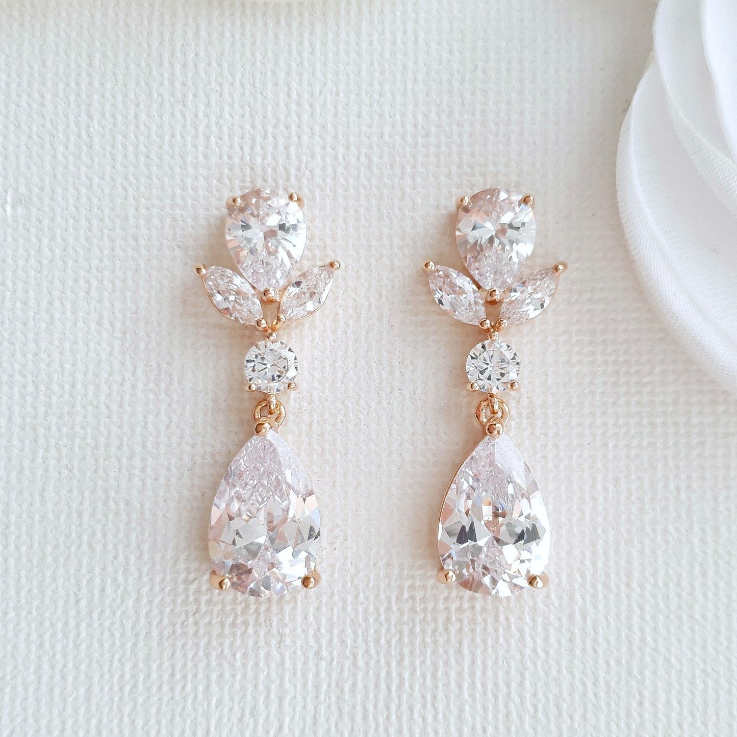 Dainty Wedding Earrings in Gold-Nicole