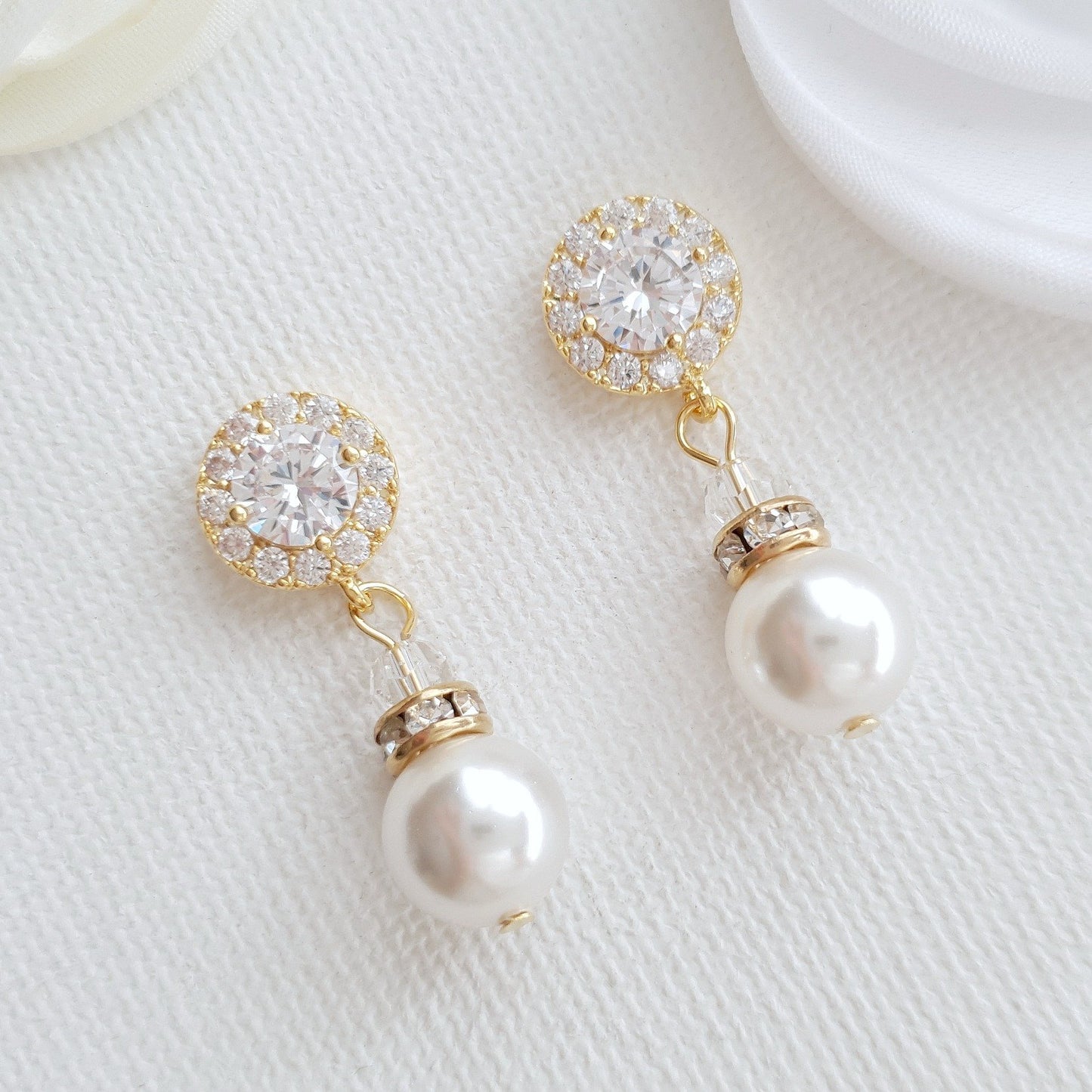 Simple Gold Pearl Earrings- Bronte - PoetryDesigns