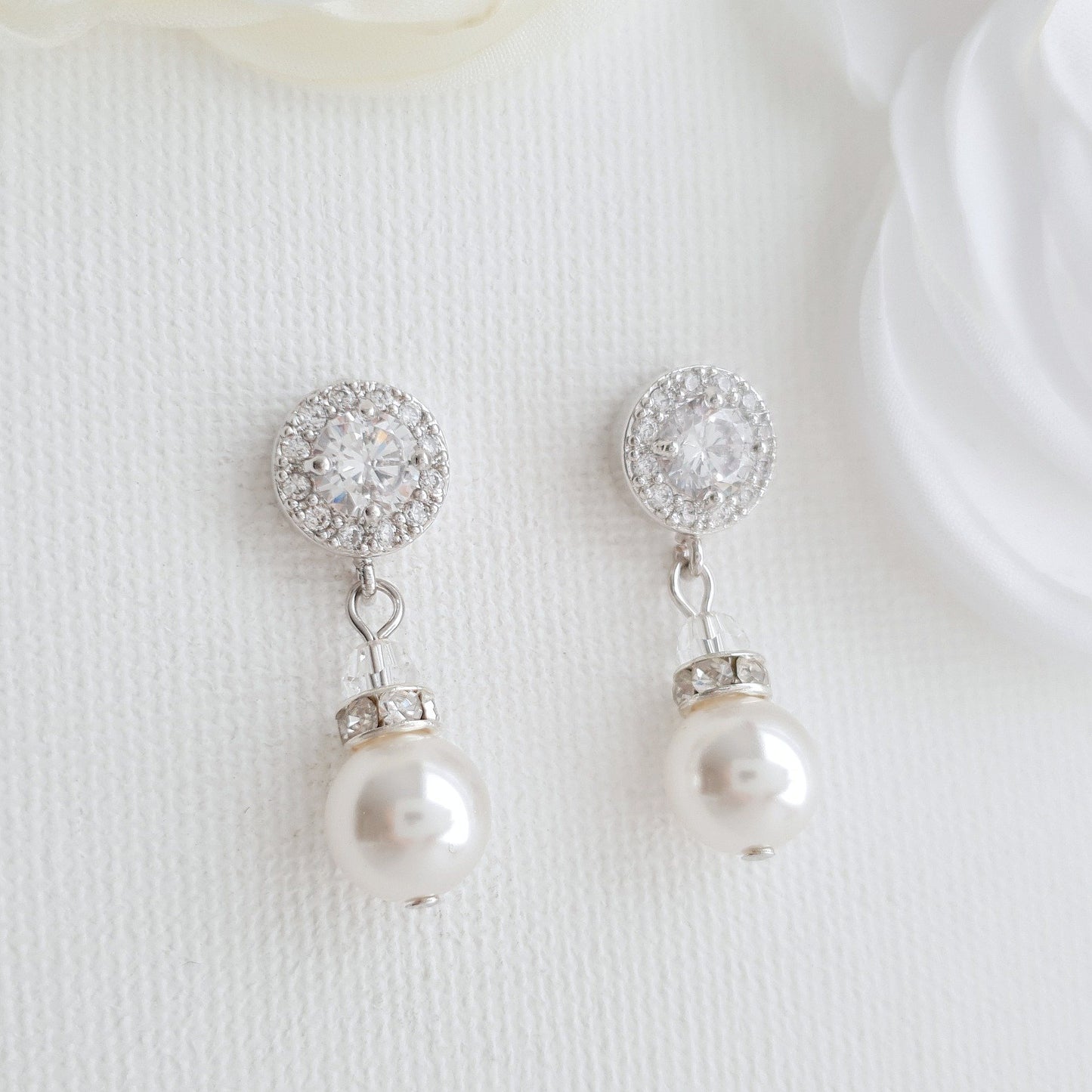 Silver Pearl Drop Earrings- Bronte - PoetryDesigns