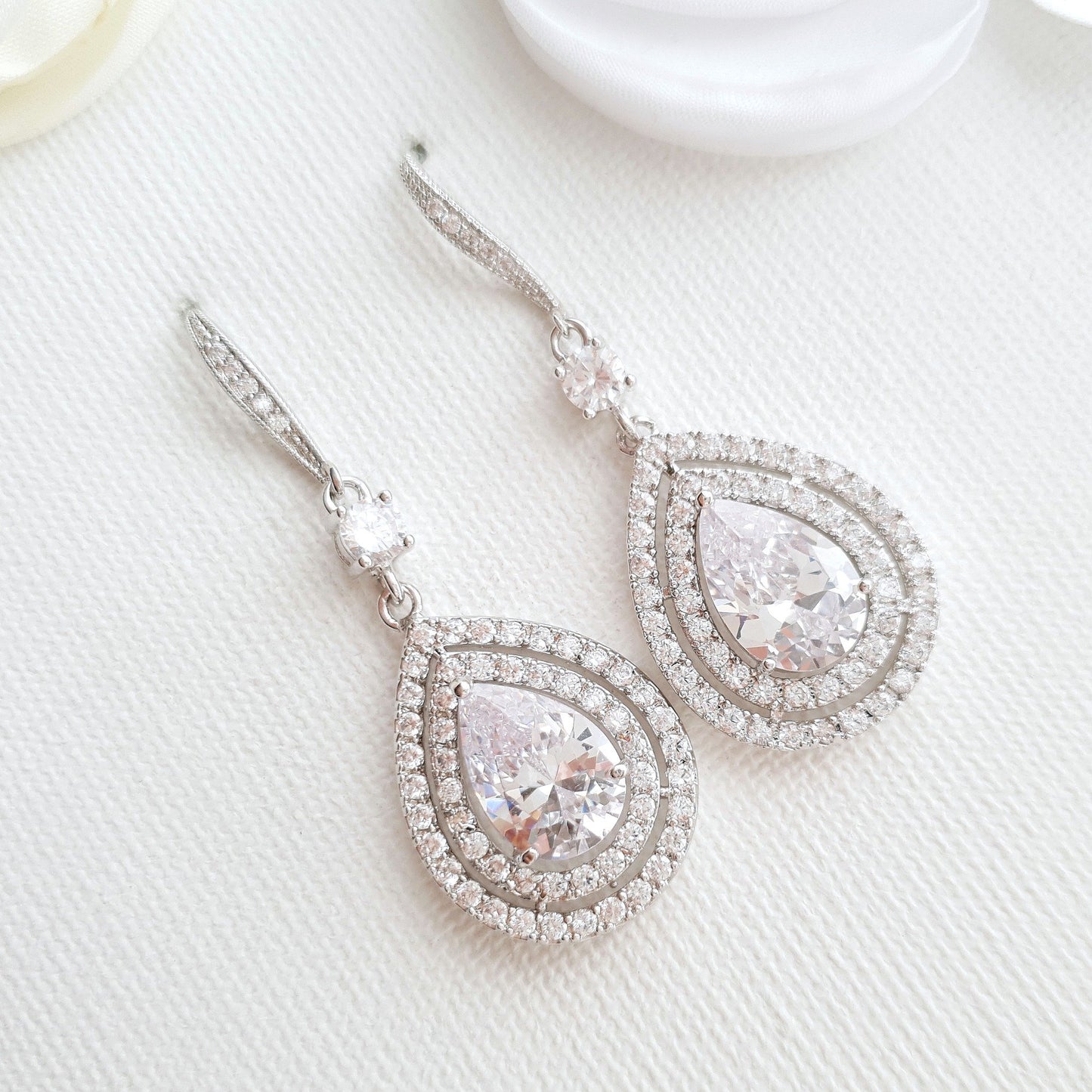 Boucles d'oreilles pendantes en forme de grande larme en or rose-Joni