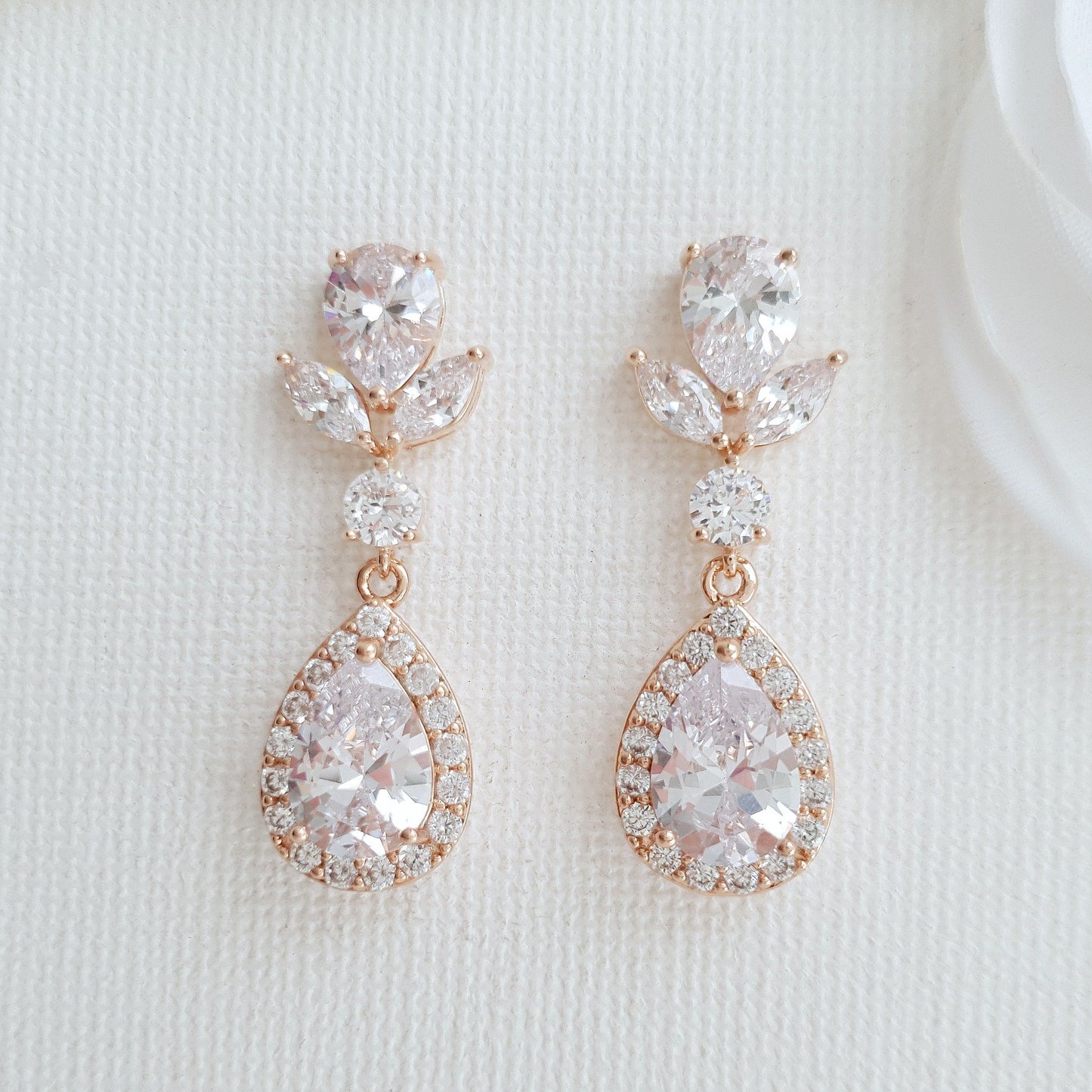 Drop Bridal Earrings Gold-Emma - PoetryDesigns