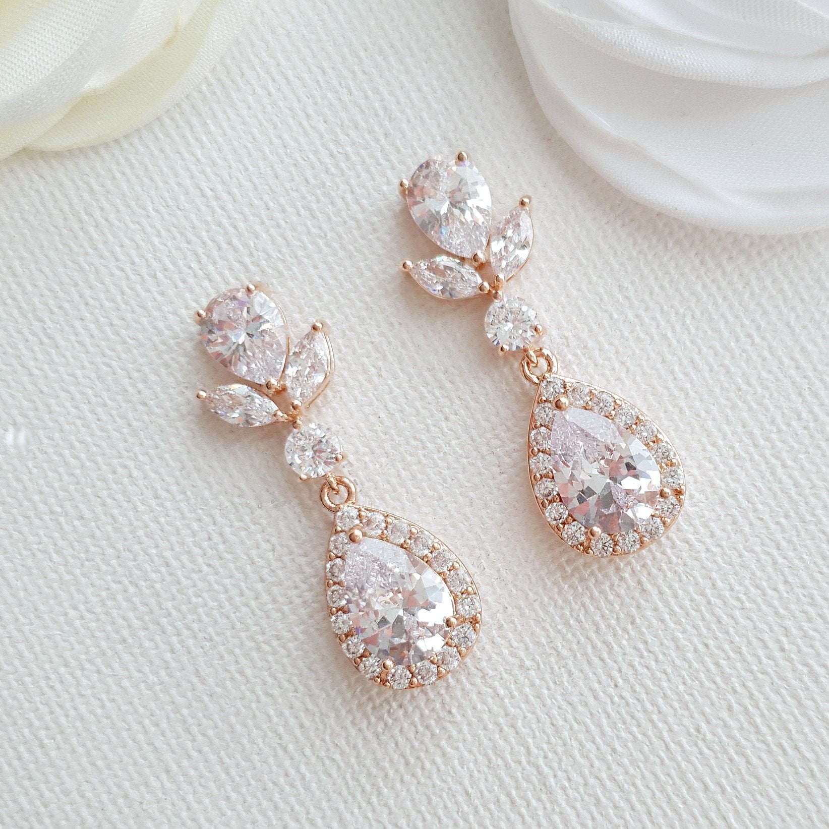 Drop Bridal Earrings Gold-Emma - PoetryDesigns