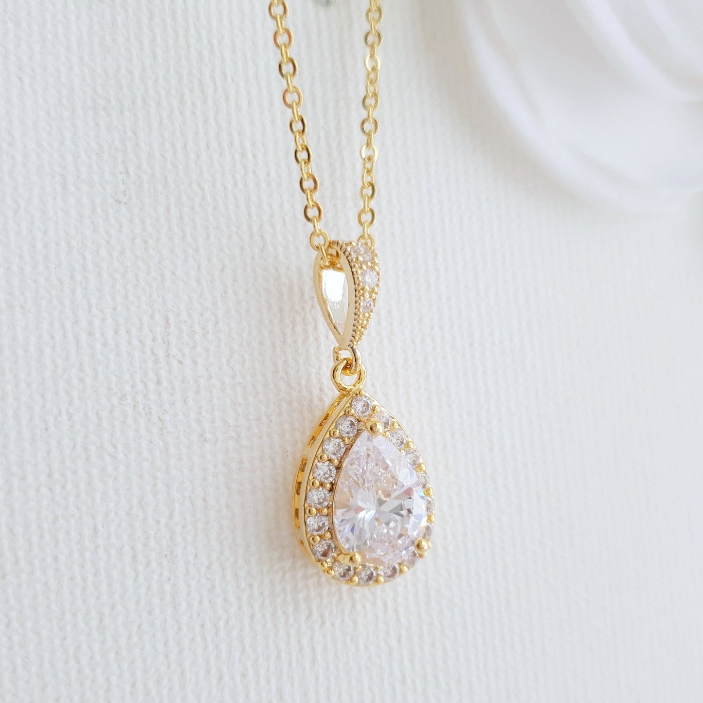 Teardrop Bridal & Bridesmaids Pendant Necklace-Emma - PoetryDesigns