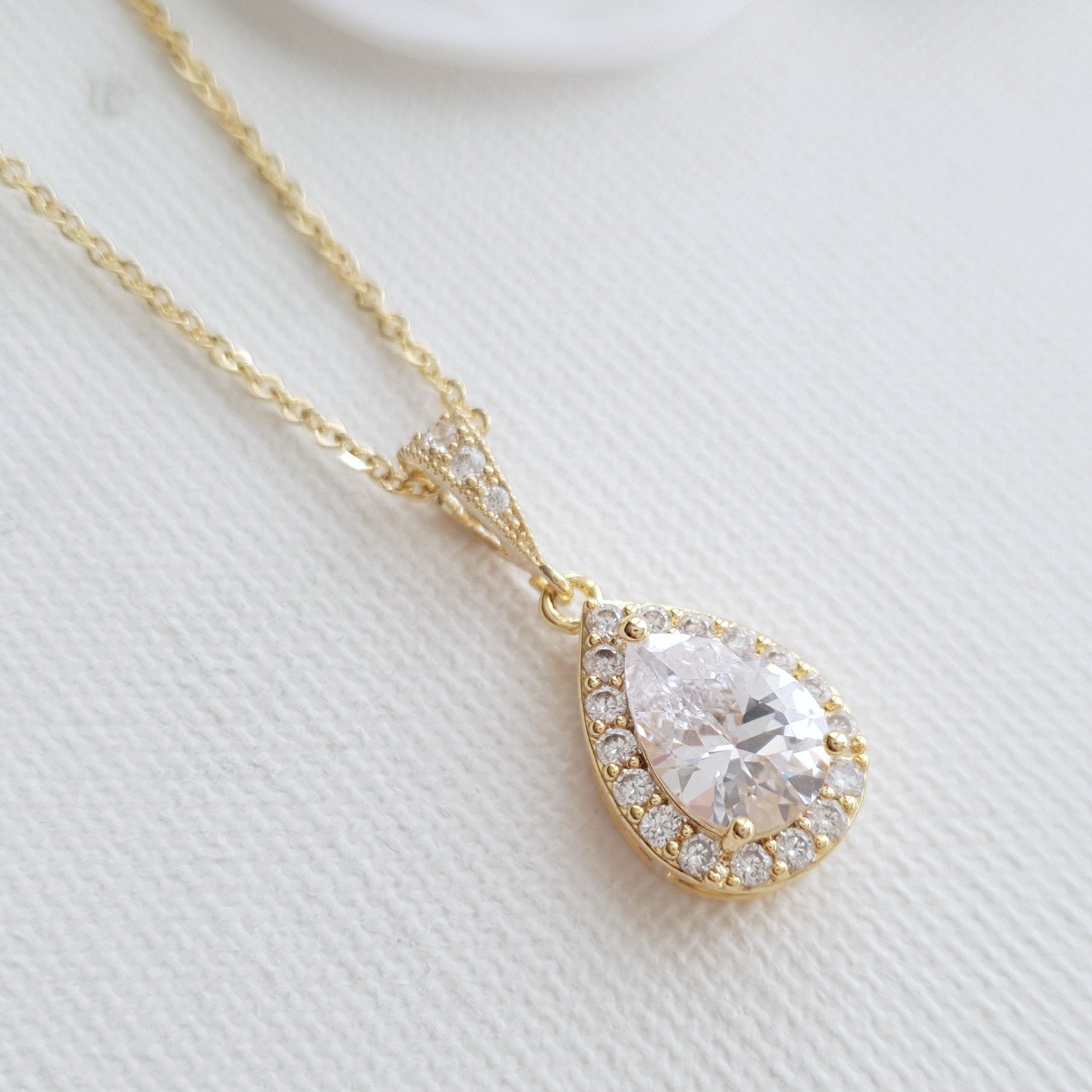 Teardrop Bridal & Bridesmaids Pendant Necklace-Emma - PoetryDesigns